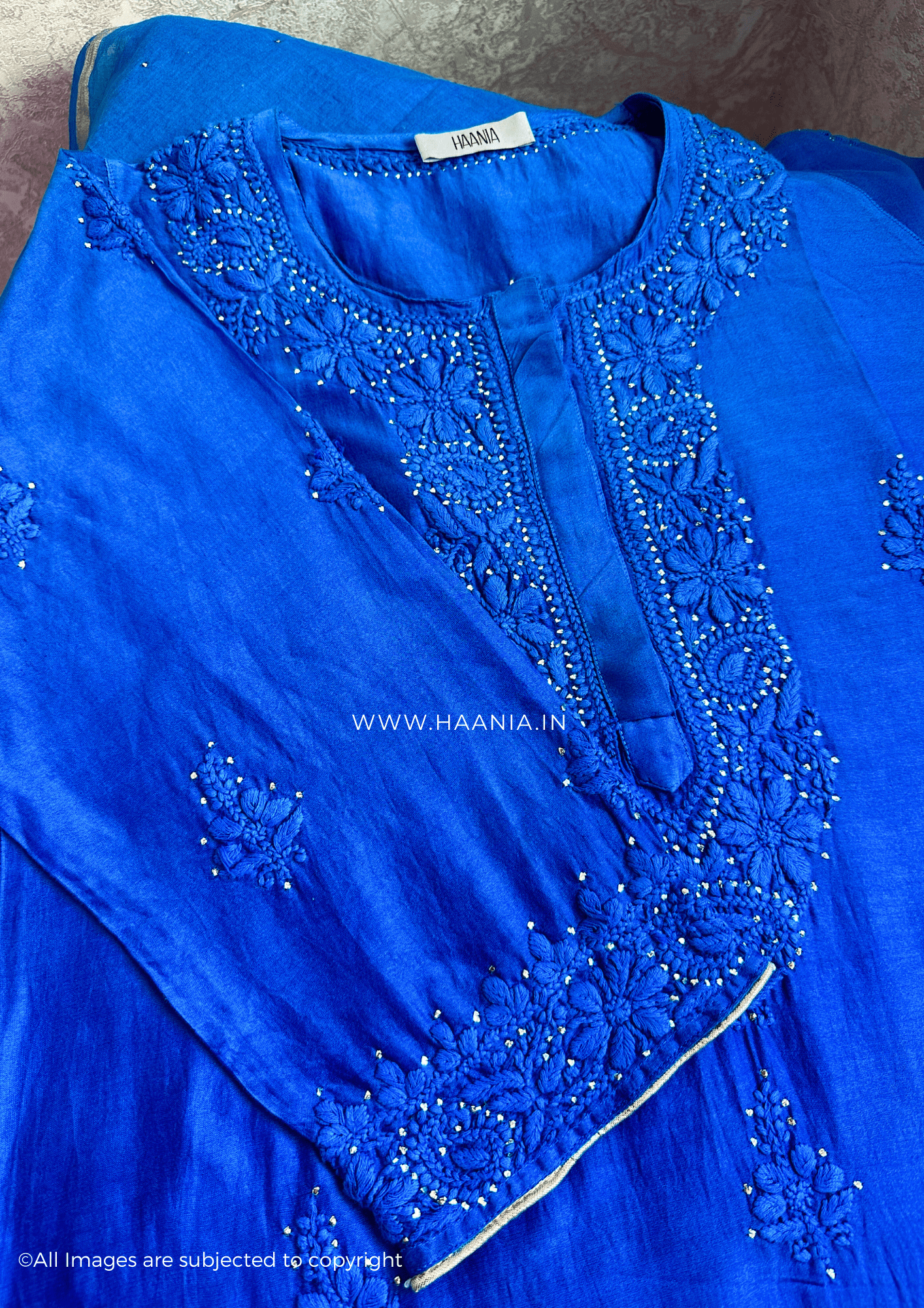 Chanderi Silk Handcrafted Chikankari Suit Set