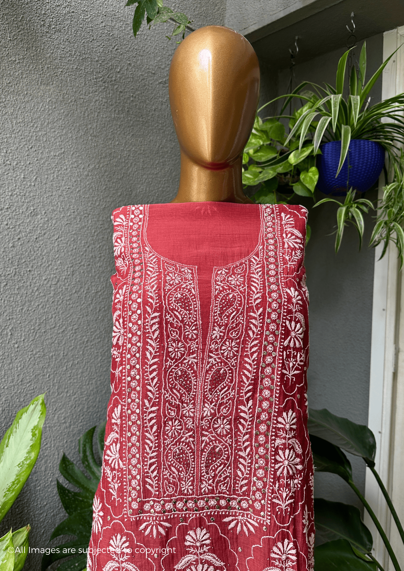 Gulmohar Handcrafted Chikankari Mul Chanderi Suit Set