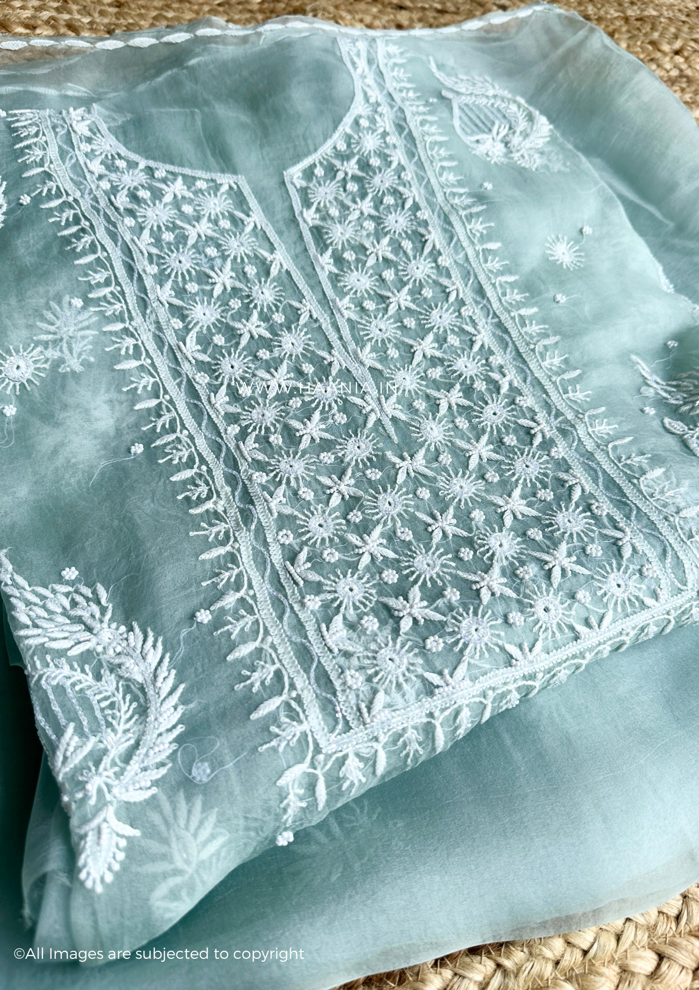 Pure Organza Silk Chikankari Suit Set