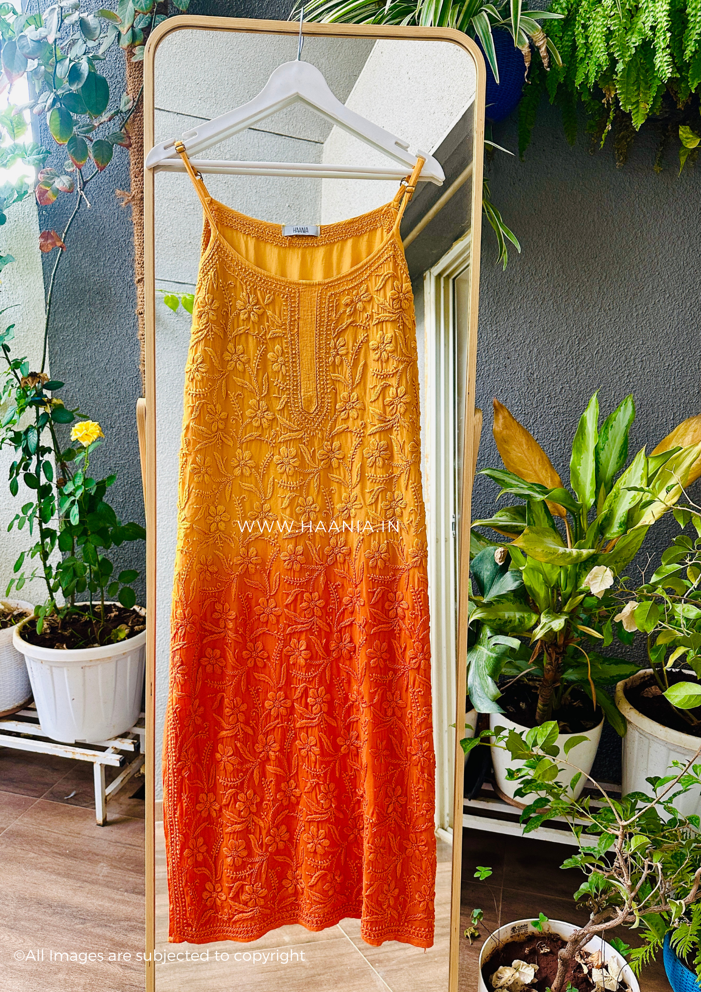 Chroma- Handcrafted Chikankari Noodle Strap Long Kurta
