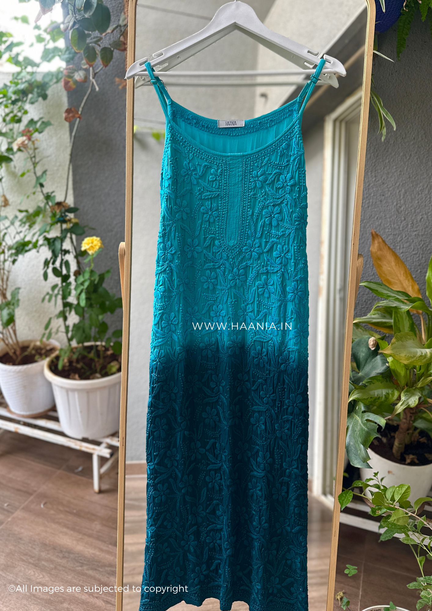 Chroma- Handcrafted Chikankari Noodle Strap Long Kurta