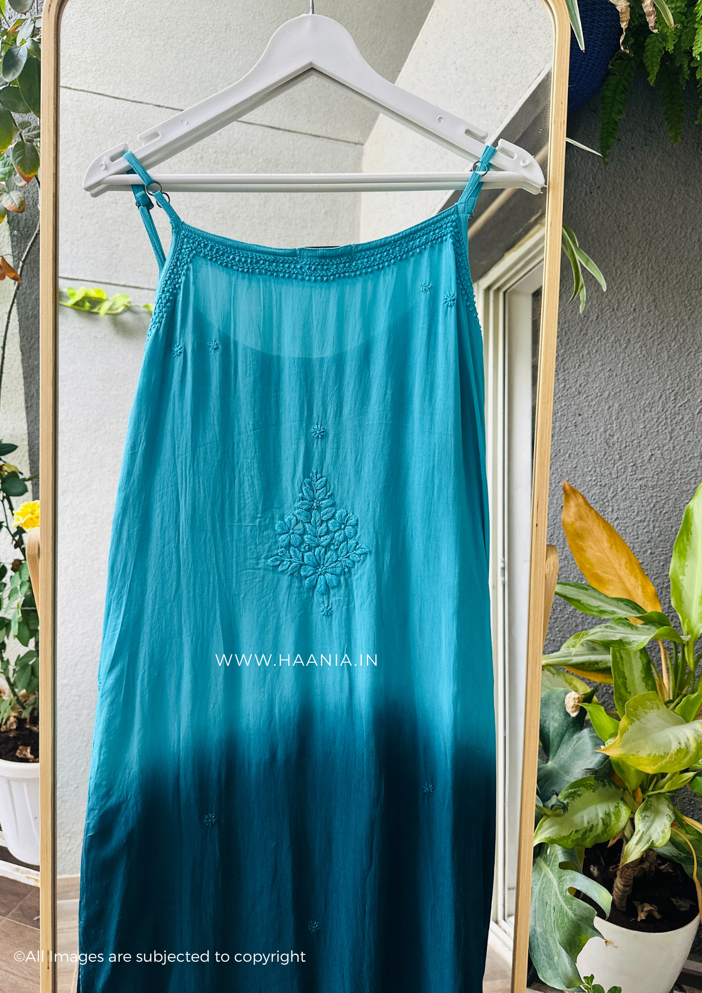 Chroma- Handcrafted Chikankari Noodle Strap Long Kurta