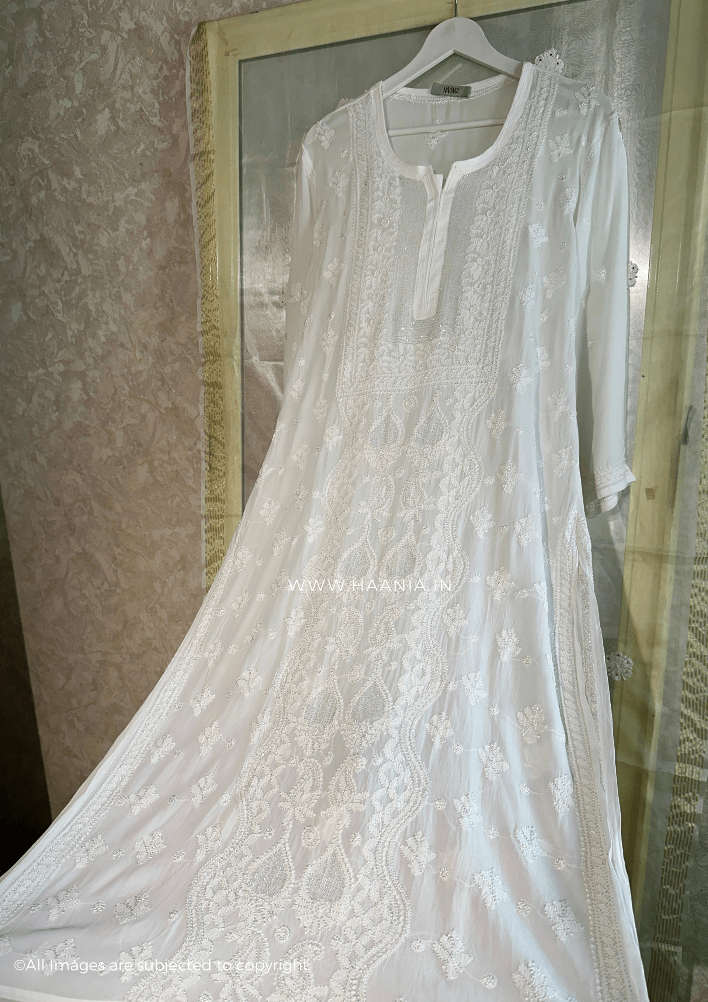 Maham Handcrafted Chikankari Pearl & Cutdana kurti