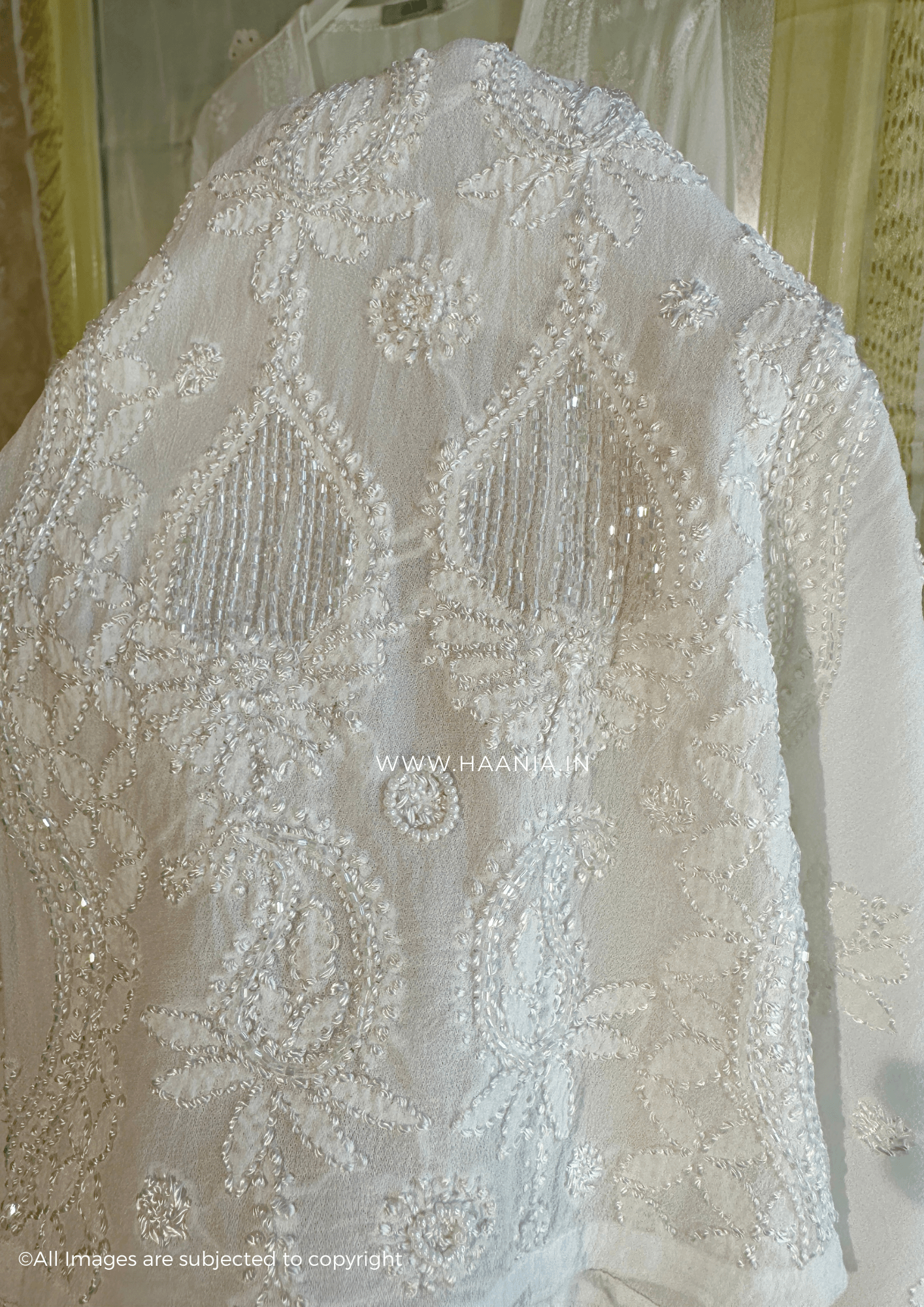 Maham Handcrafted Chikankari Pearl & Cutdana kurti