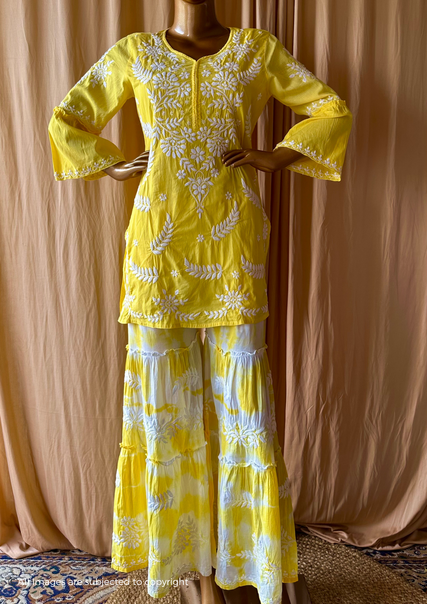 Mul Cotton Chikankari Garara set
