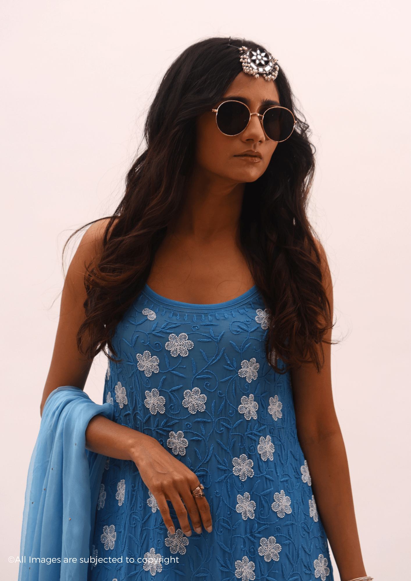Zyara Chikankari Cut Dana Noodle Strap Suit Set