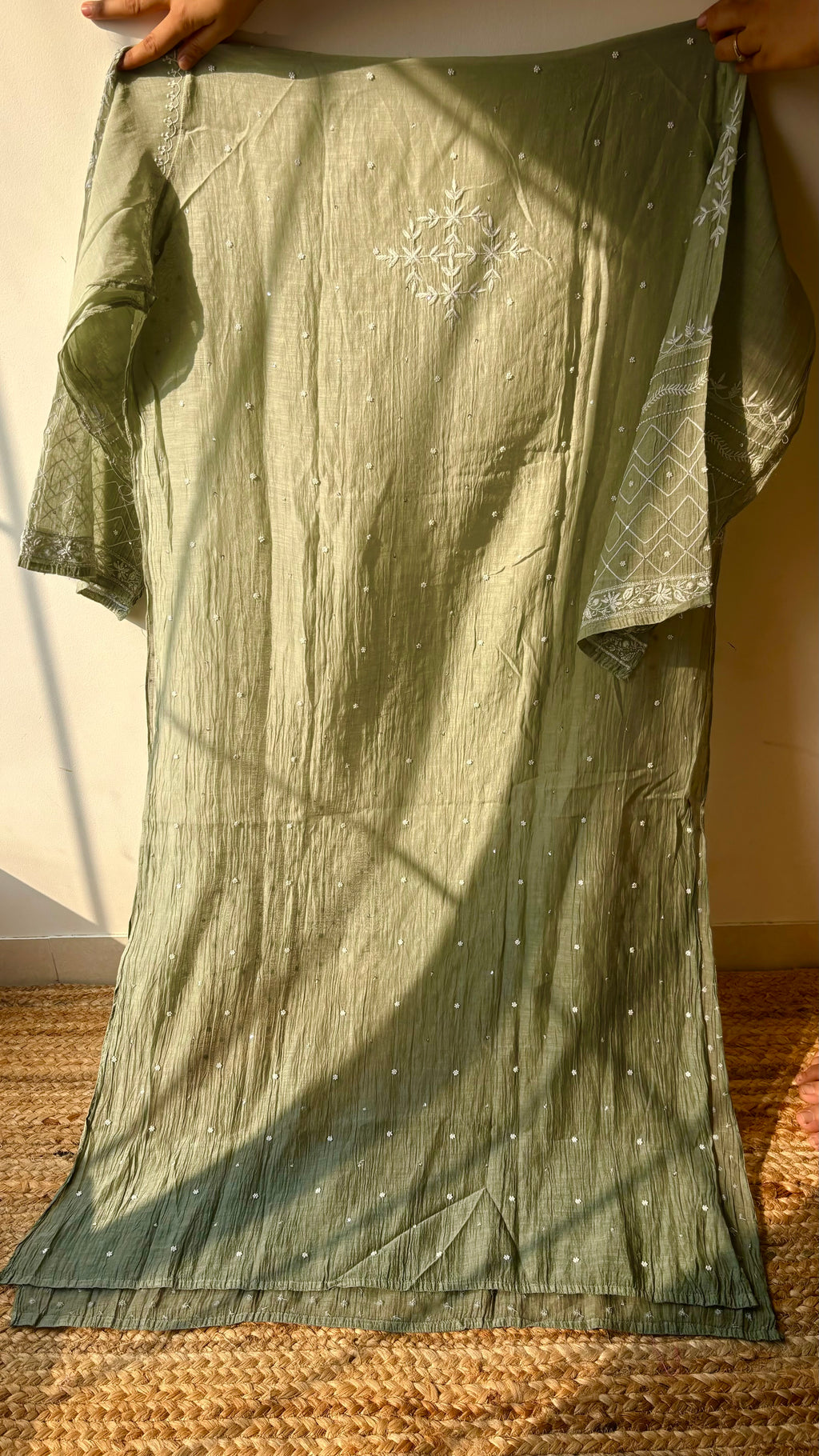 Ombré Mul Chanderi Anarkali with Heavily embellished dupatta