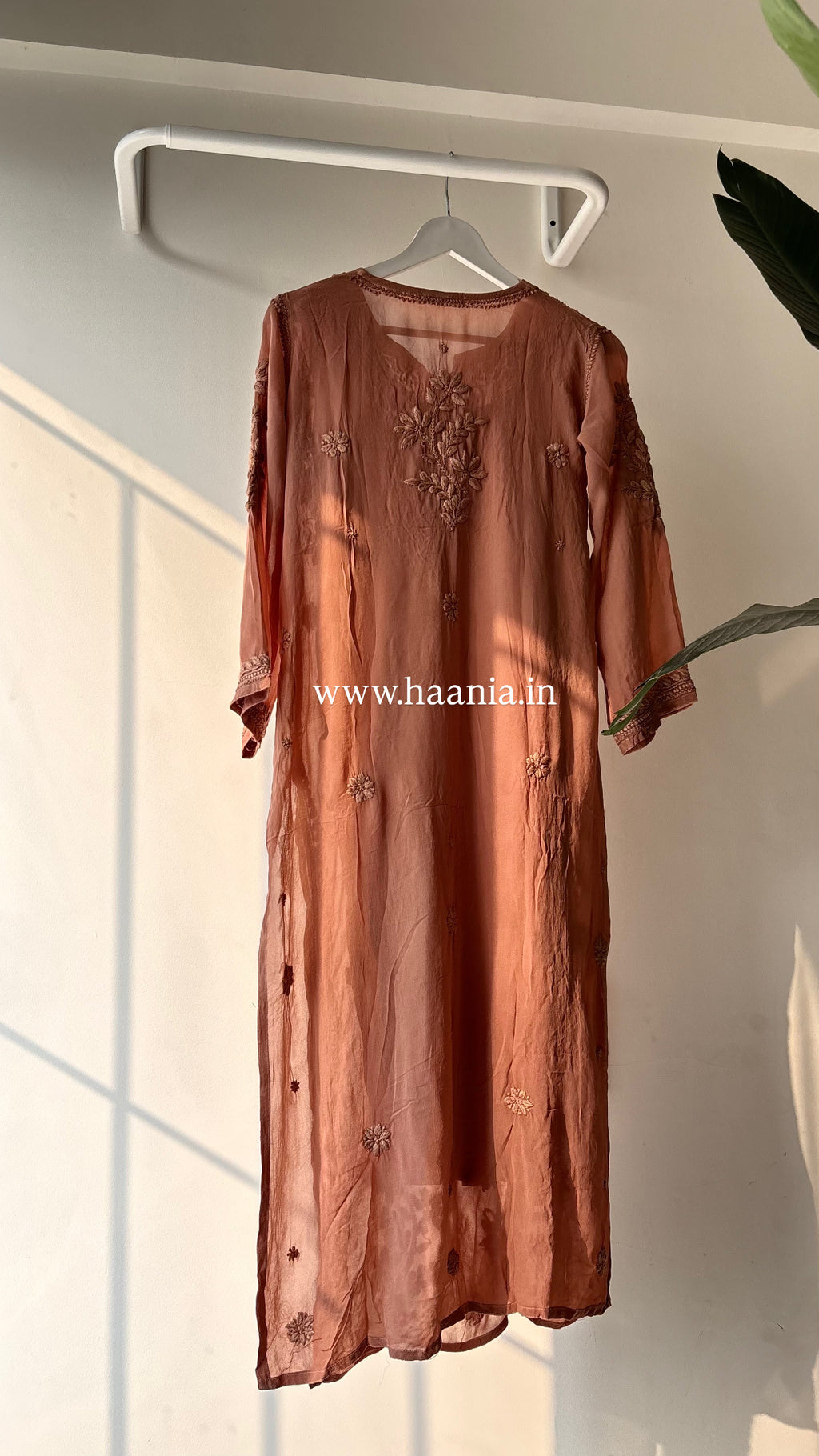 Zara Handcrafted Chikankari Premium Viscose Long Kurta