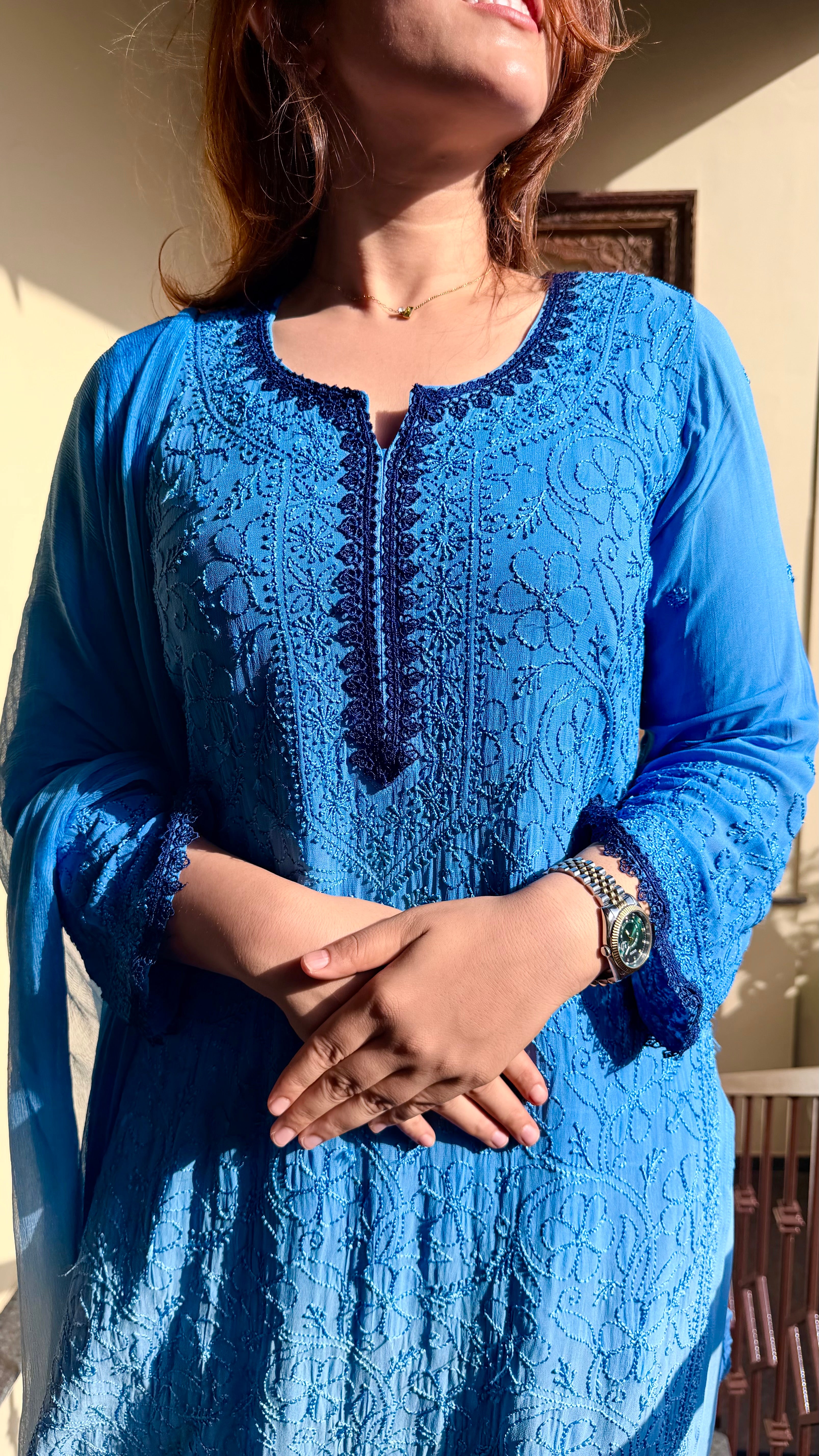 Hues of Blue Viscose Full Suit Set