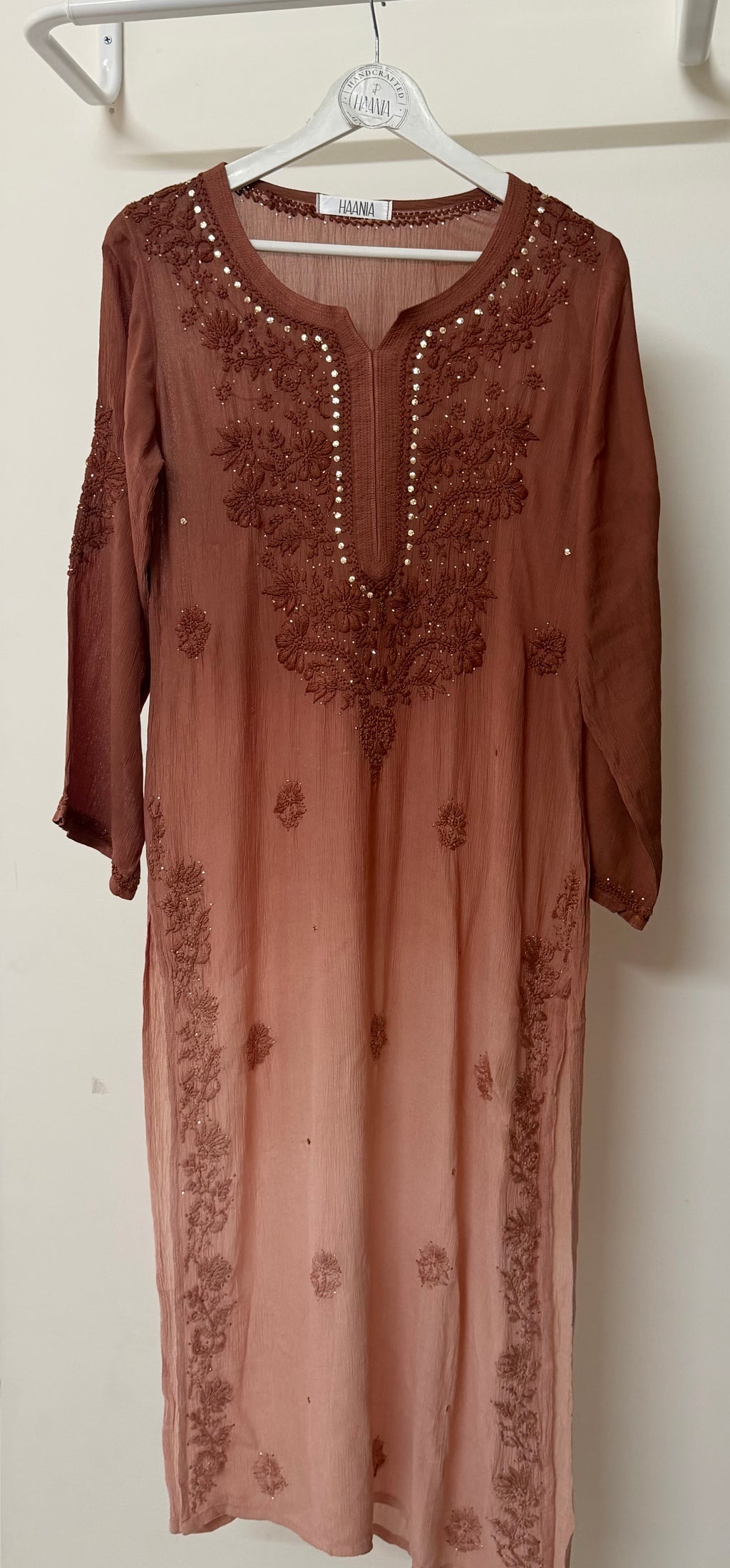 Pure chiffon Mukaish embellished kurta
