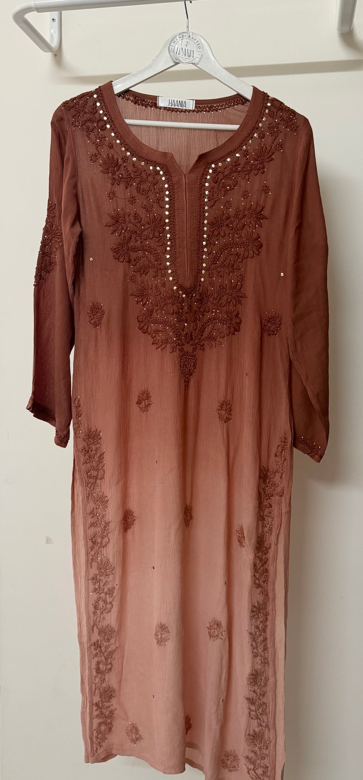 Pure chiffon Mukaish embellished kurta
