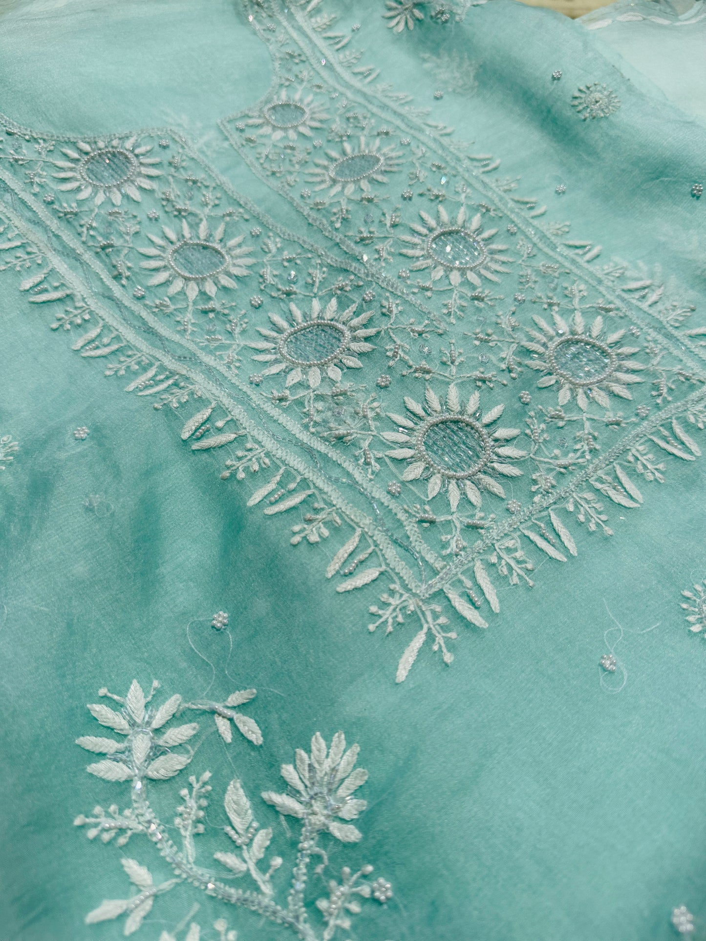 Pure Organza Silk Chikankari Suit Set