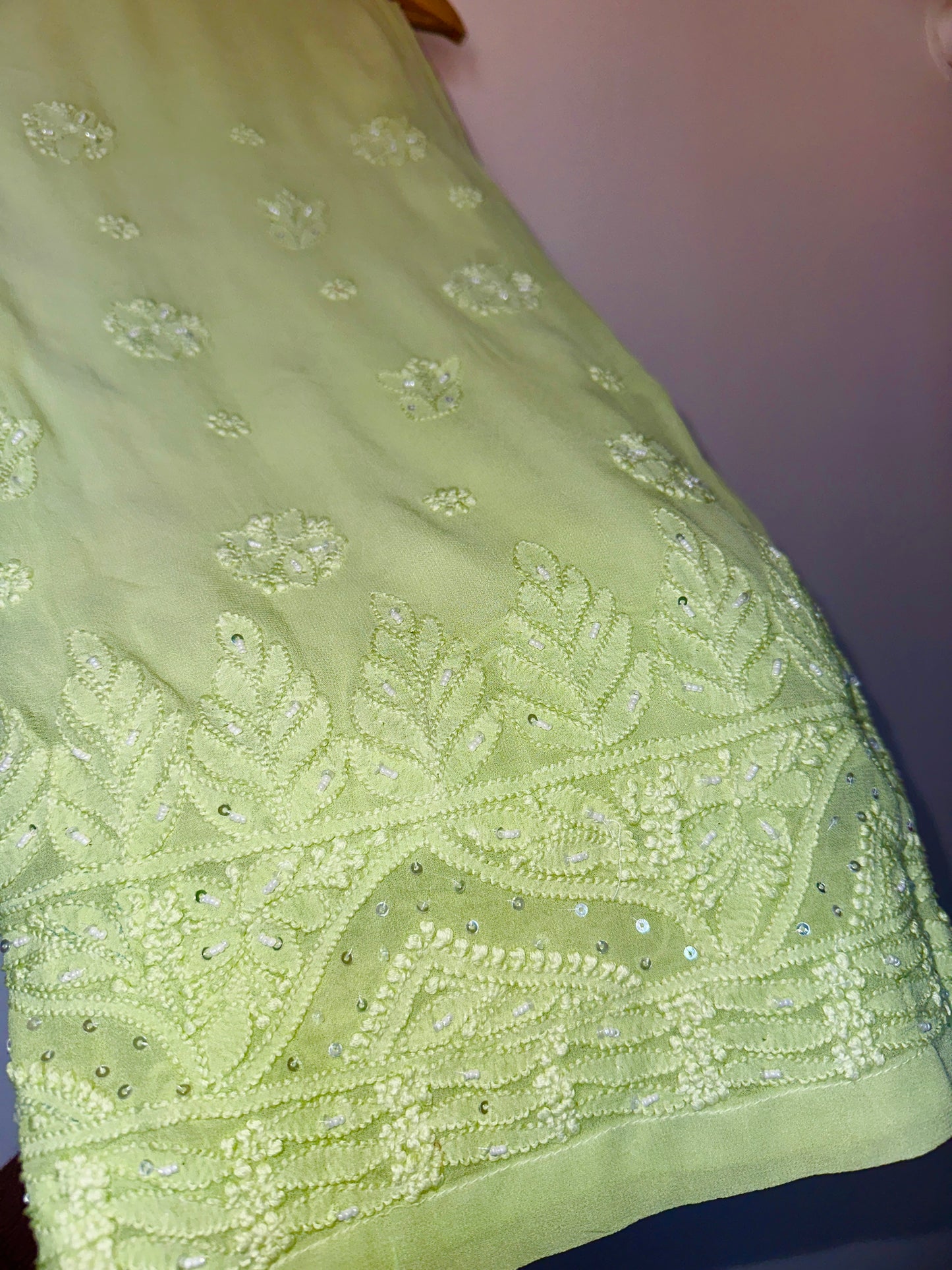 Viral Pearl & Cutdana Chikankari Suit Set - Light Green