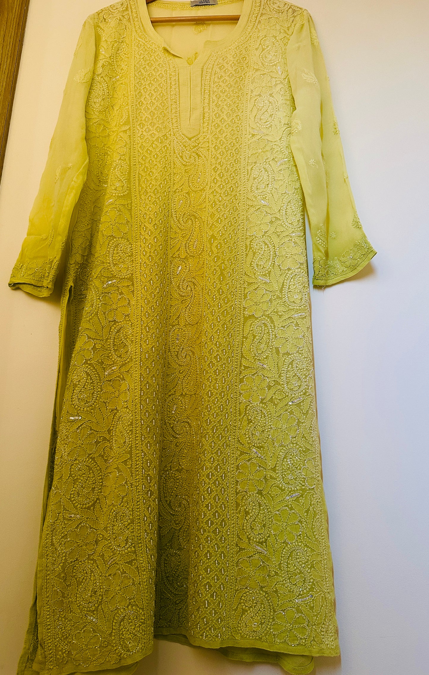 Viral Pearl & Cutdana Kurta - Lime Green