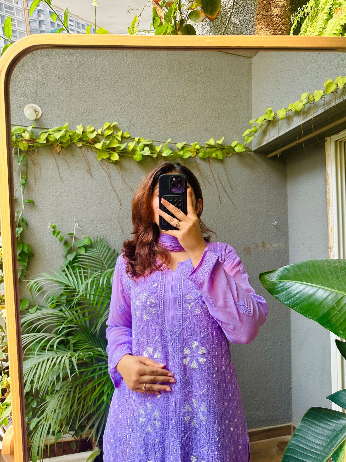 Handcrafted Chikankari Pearl & Cutdana Chikankari Full Suit Set - Design 2