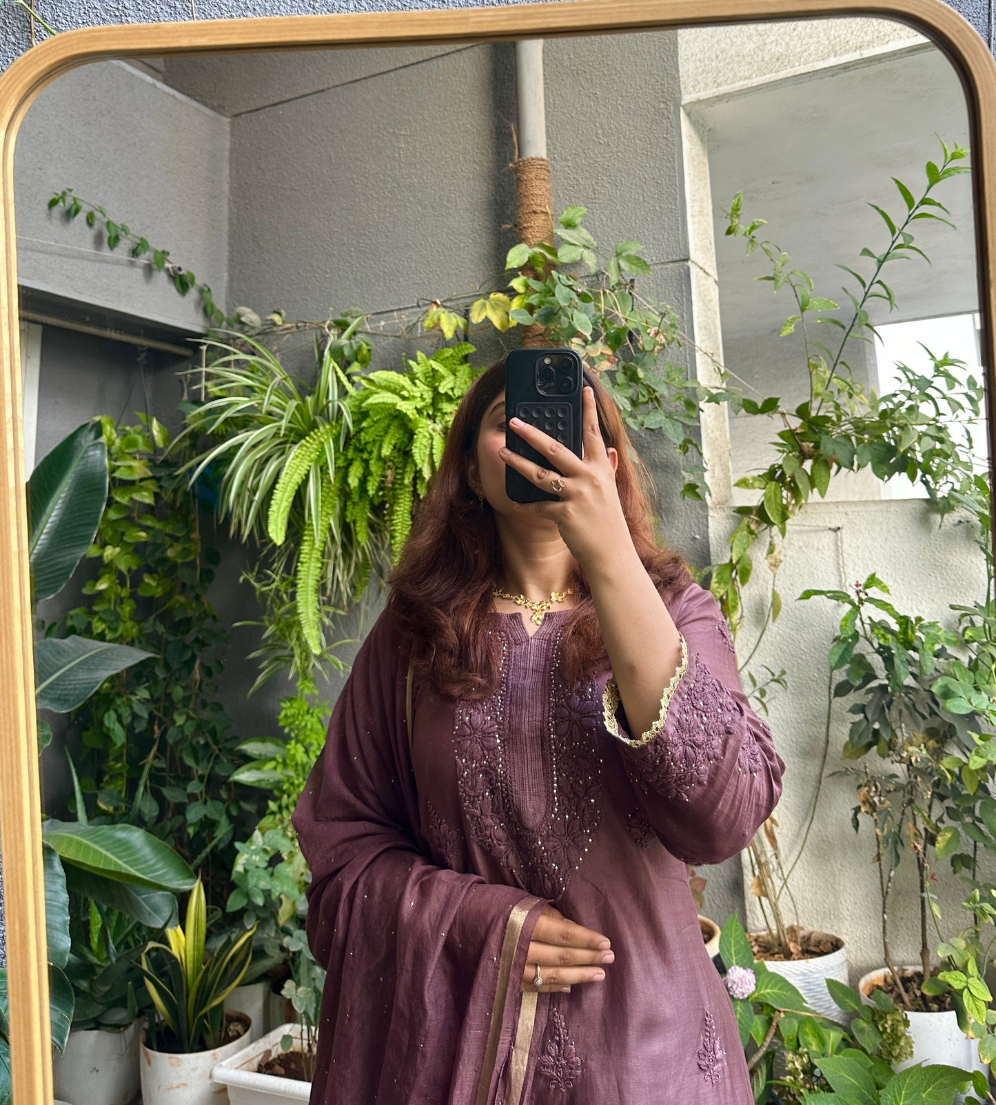 Choco Barfi Inspired Chikankari Chanderi Suit Set