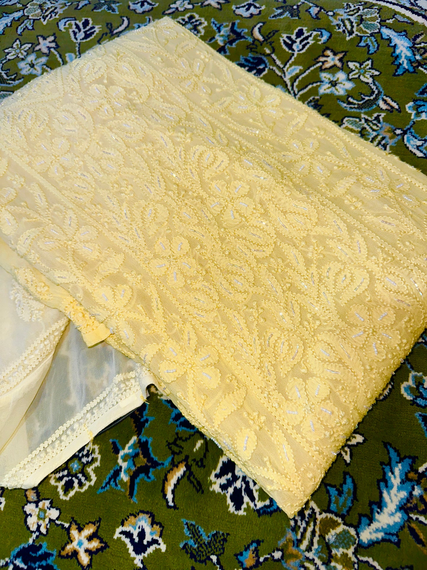 Viral Pearl & Cutdana Chikankari Suit Set - Butter Yellow