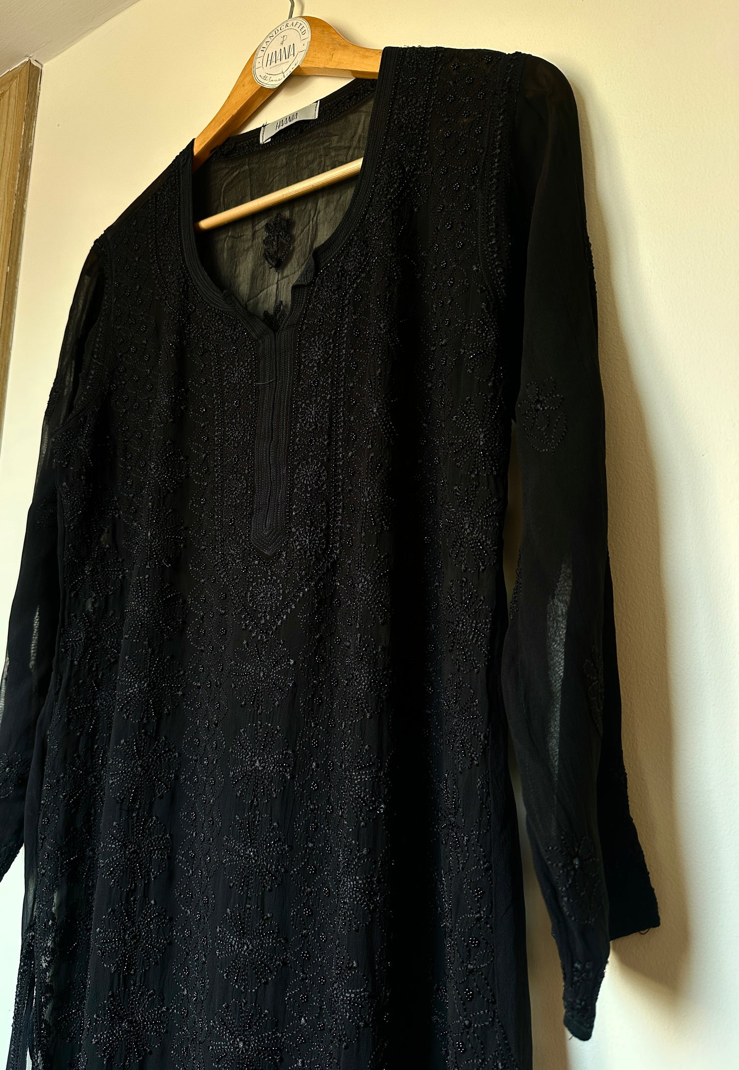 Viral Pearl Chikankari Kurti - Black