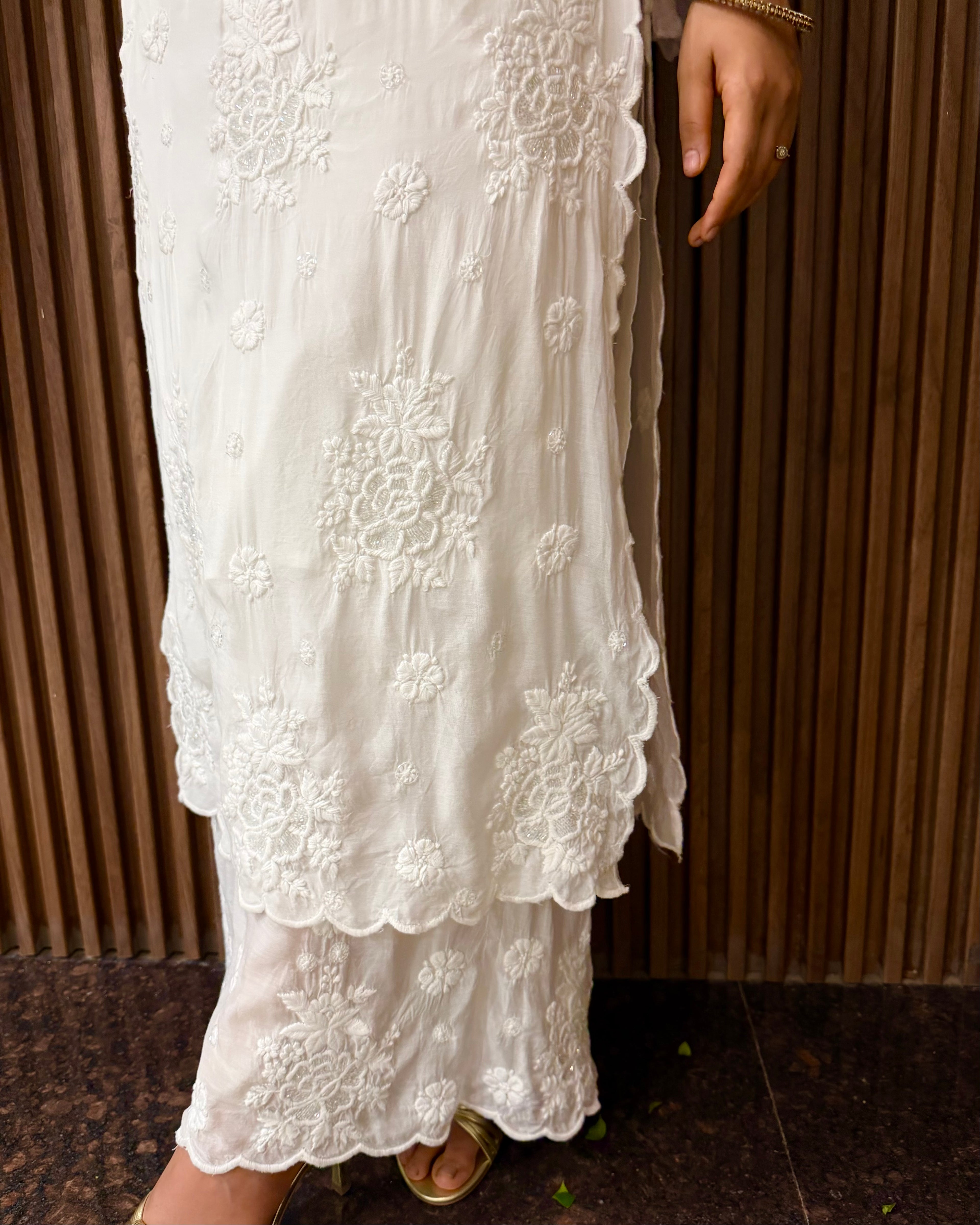 Chand Muslin Pearl & Cutdana Chikankari Suit Set