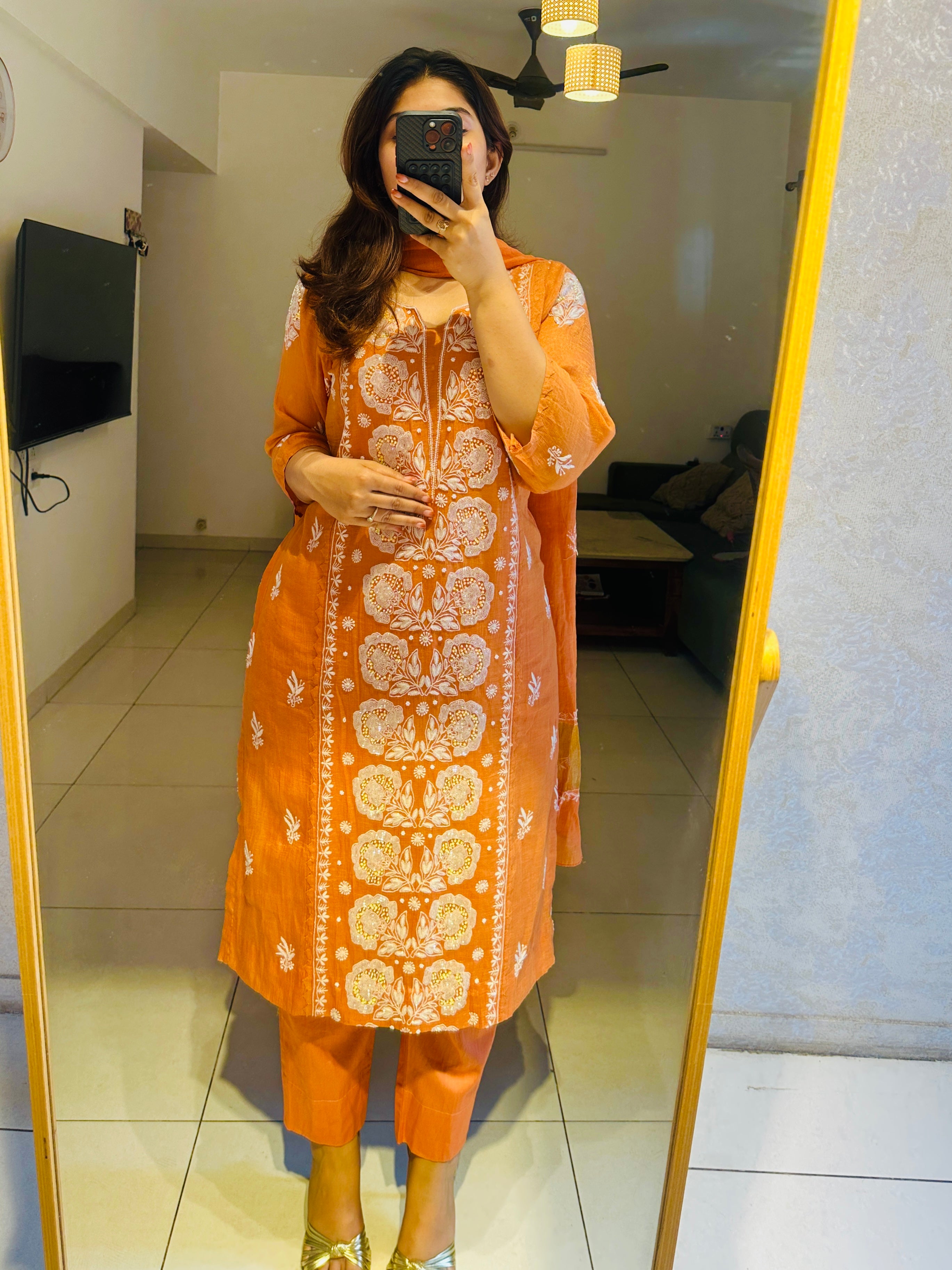 Luxe Handcrafted Chikankari Fully Stitched suit set