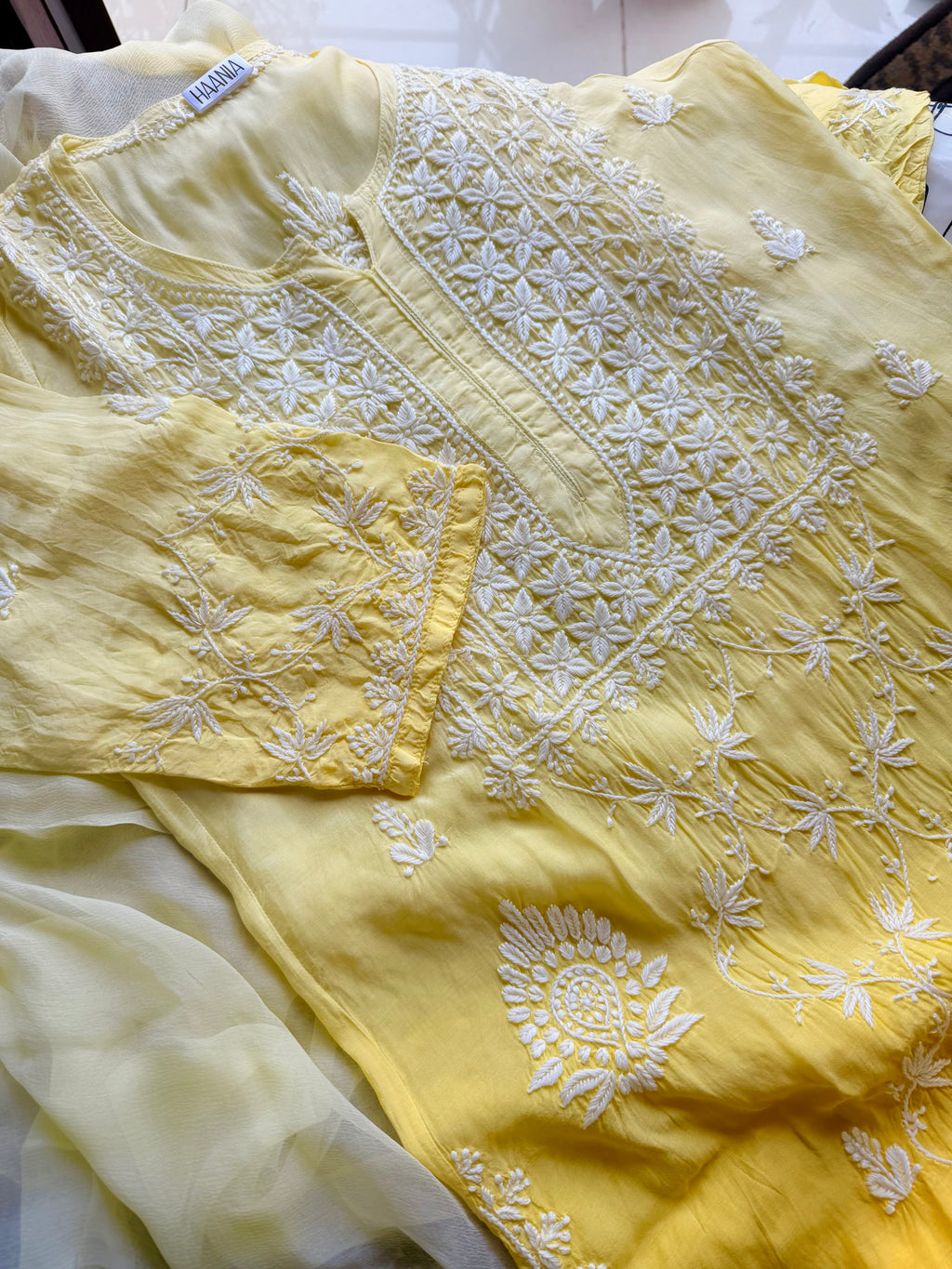 Ombré yellow muslin suit set