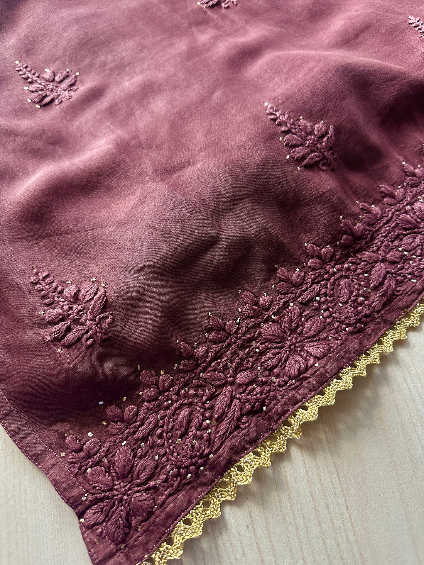 Choco Barfi Inspired Chikankari Chanderi Suit Set