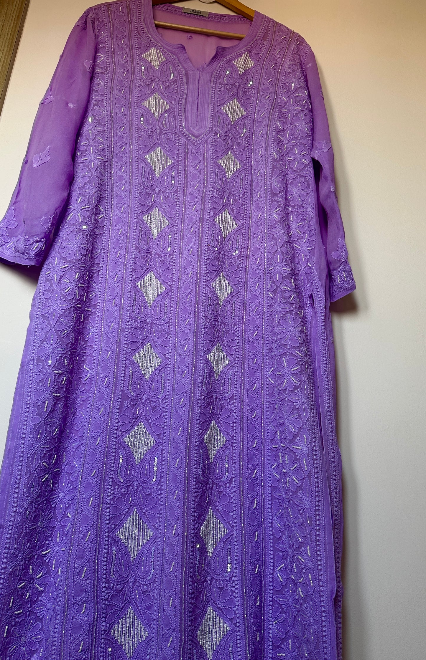 Viral Pearl & Cutdana Chikankari Suit Set - Lilac