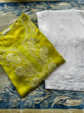 Handcrafted Chikankari Premium Modal Silk Kurta