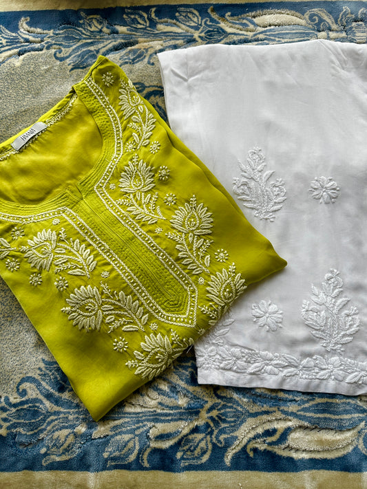 Handcrafted Chikankari Premium Modal Silk Kurta