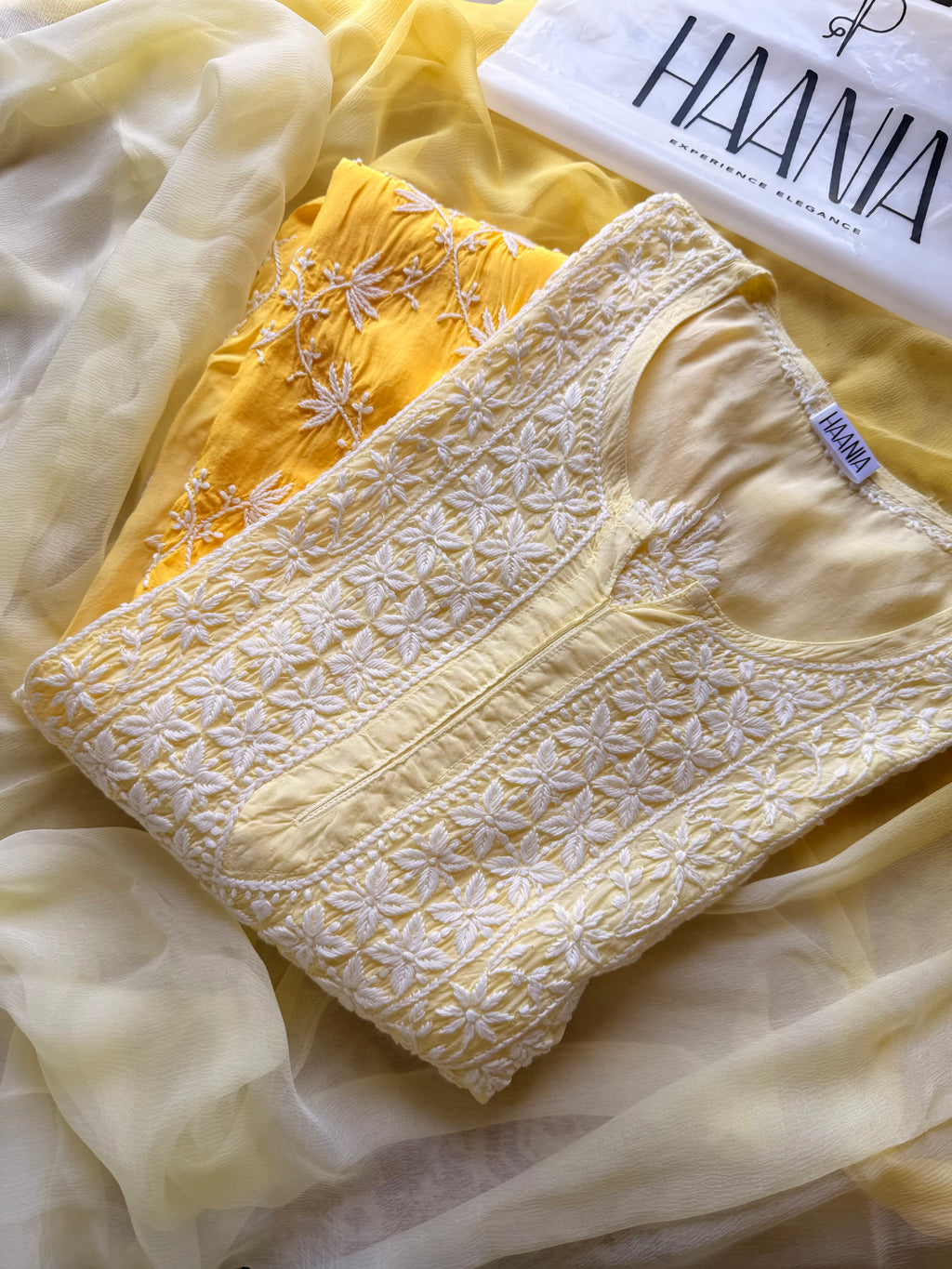 Ombré yellow muslin suit set