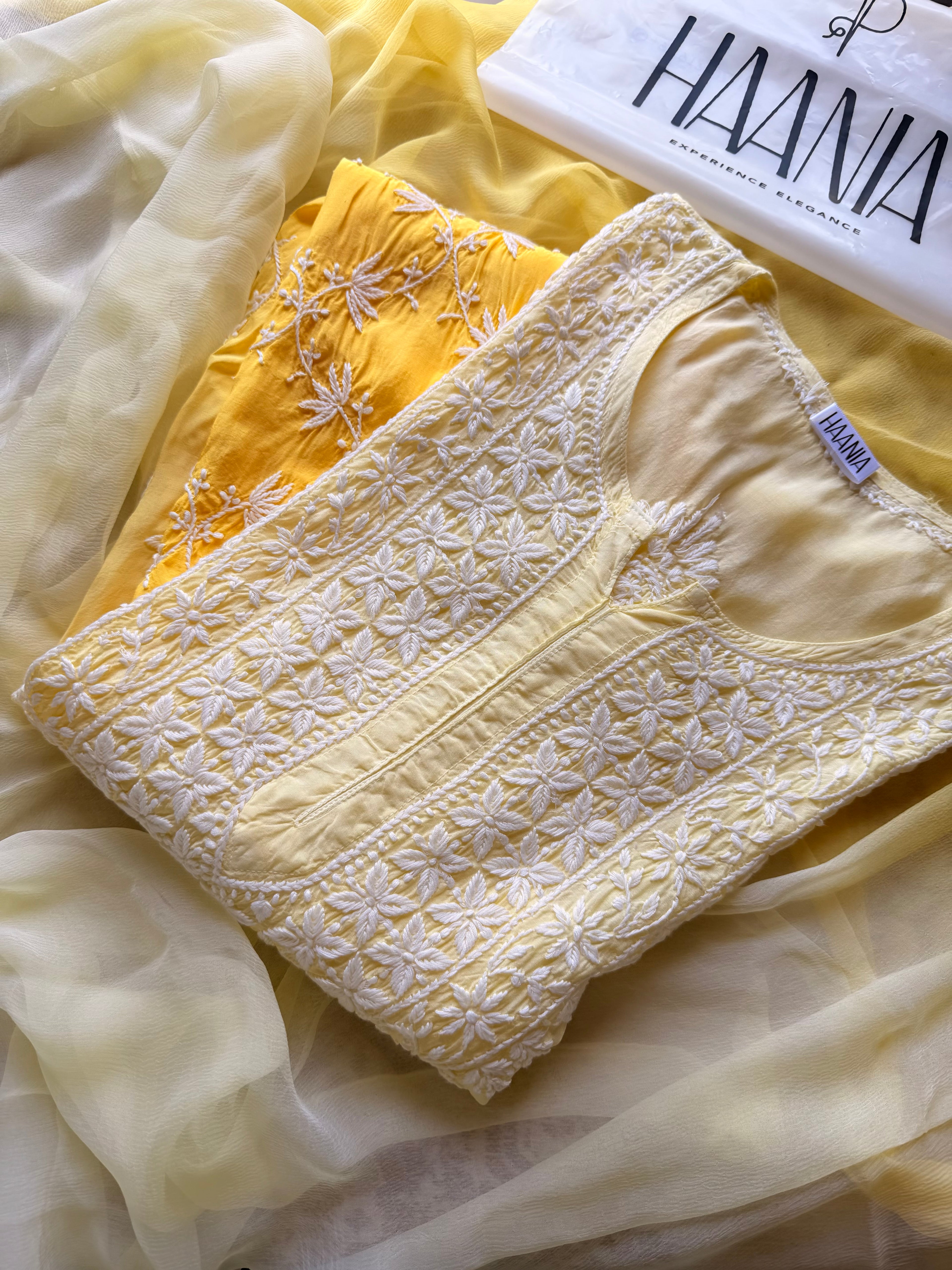 Ombré yellow muslin suit set