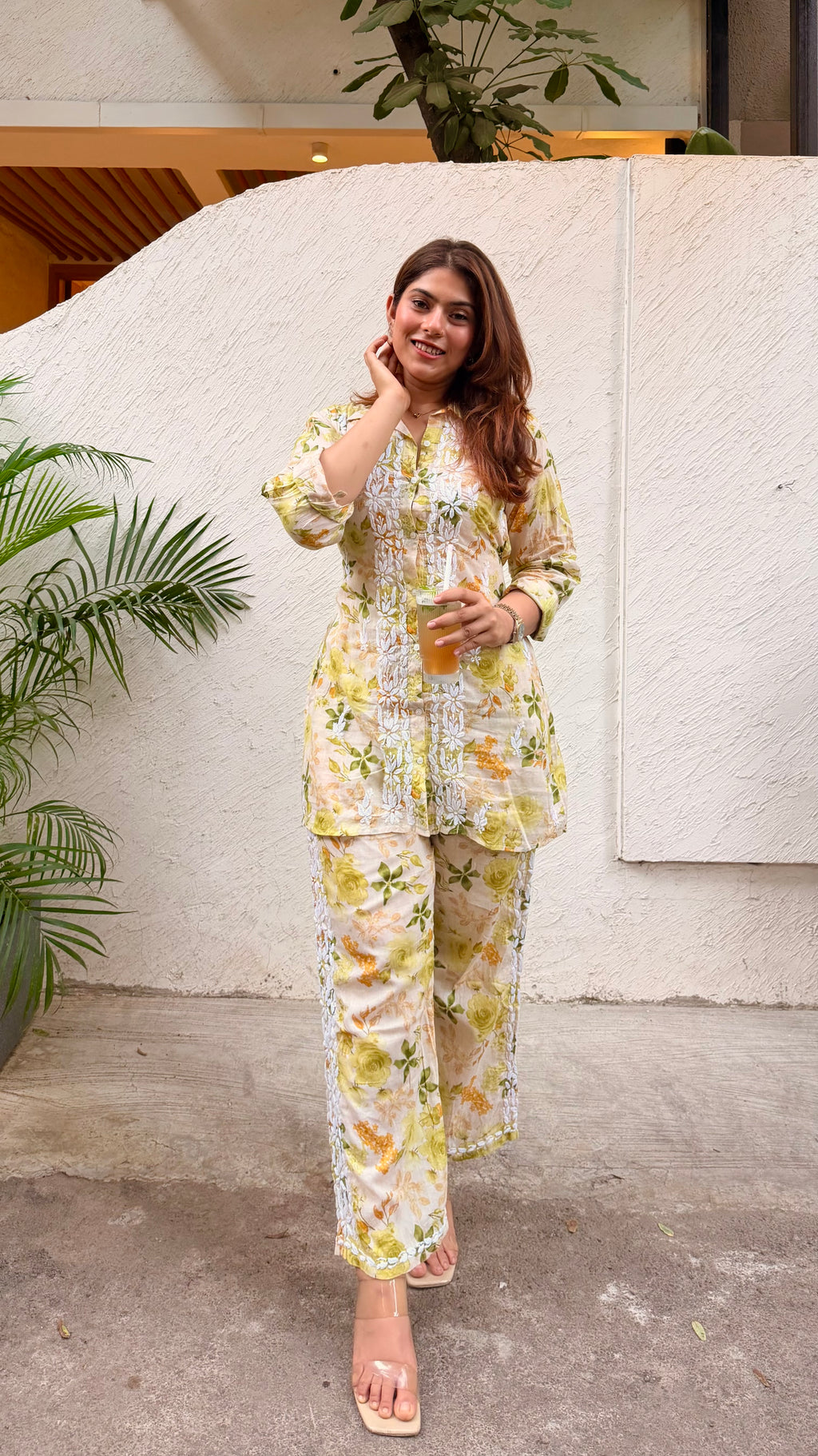Floral Mul Mul Cotton Chikankari Set