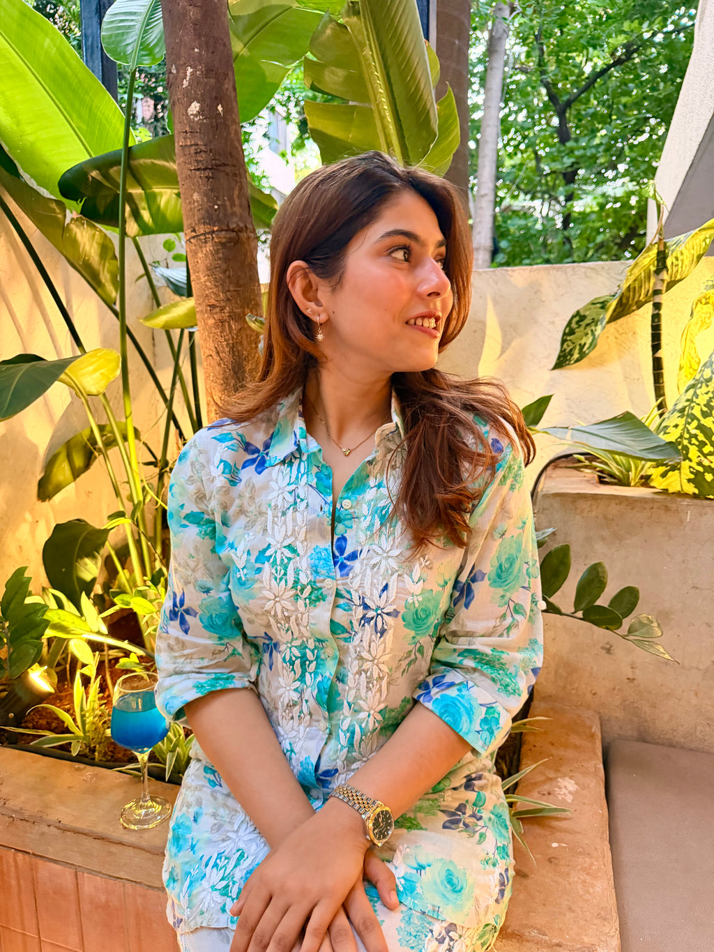 Floral Mul Mul Cotton Chikankari Set