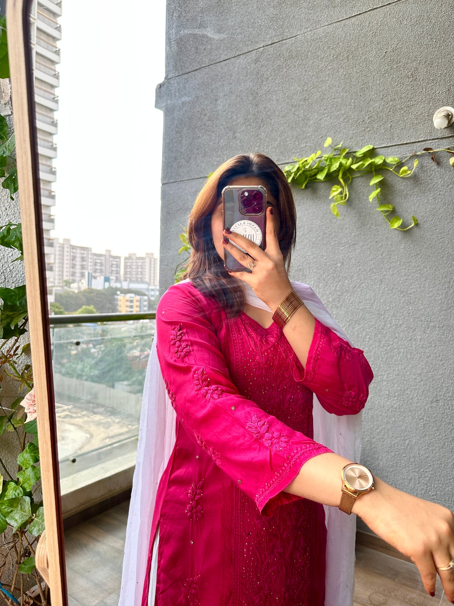 Zoya Premium Muslin Chikankari Kurti with Mukaish embellishments