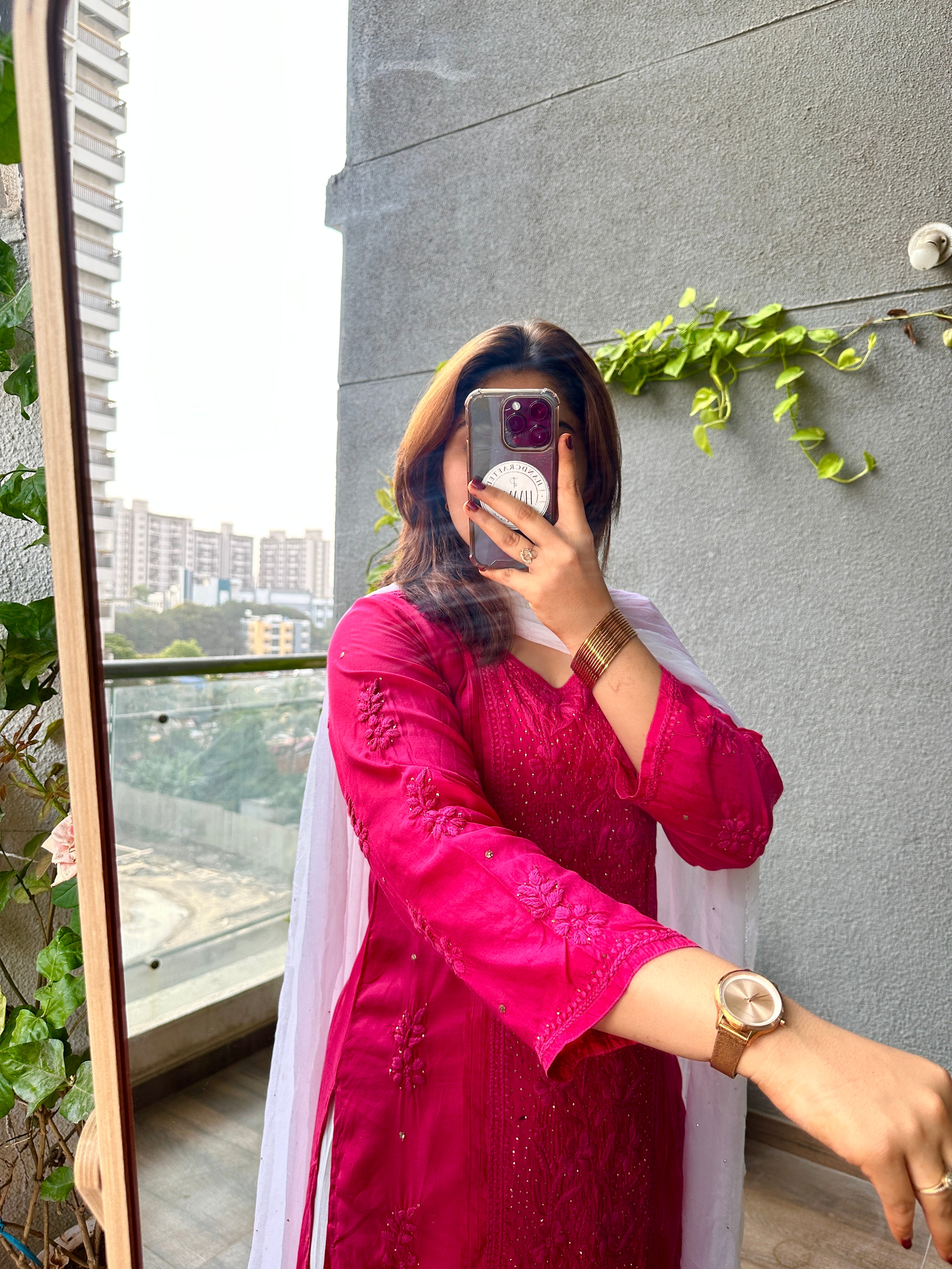 Zoya Premium Muslin Chikankari Kurti with Mukaish embellishments