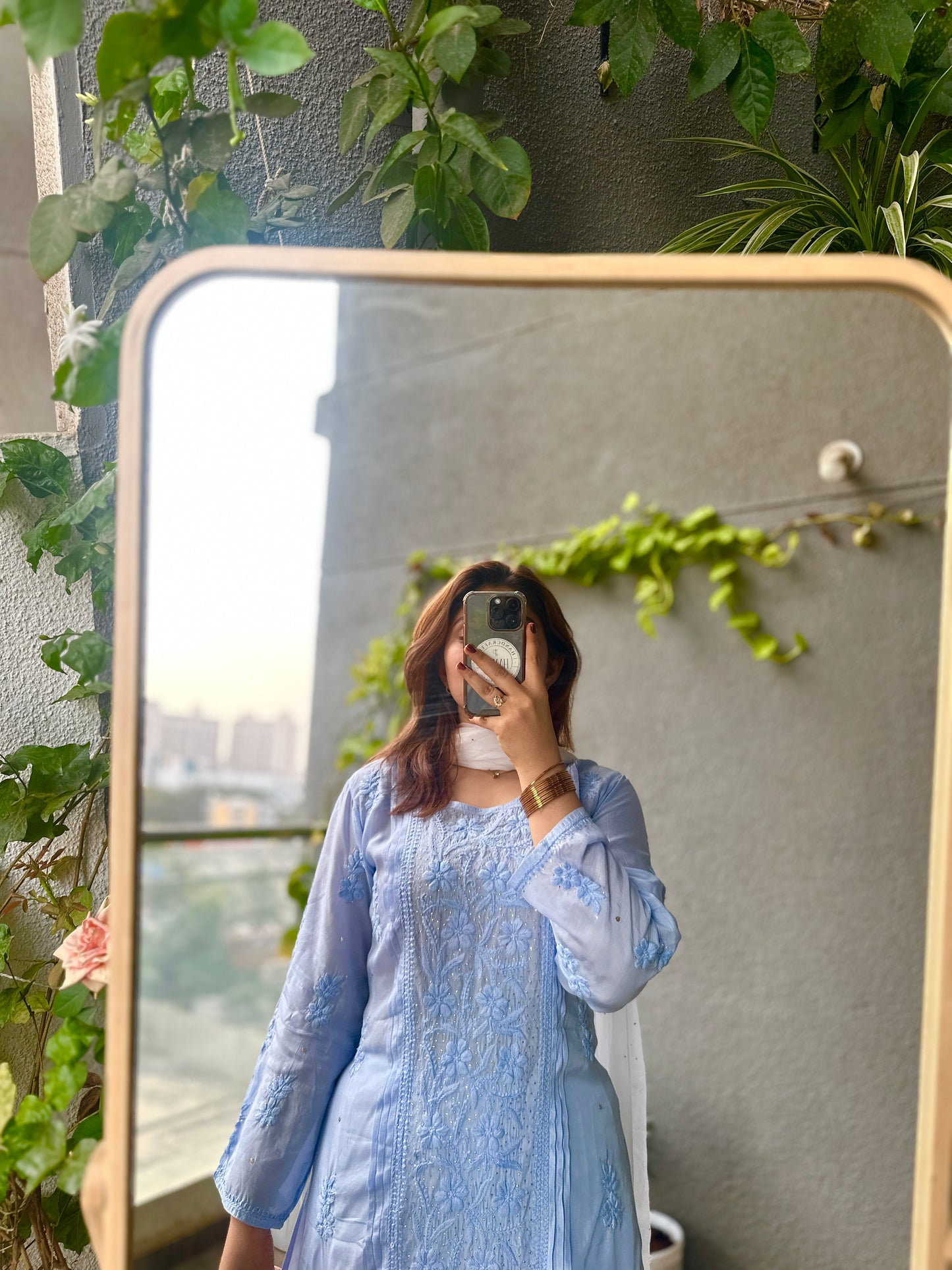 Zoya Premium Muslin Chikankari Kurti with Mukaish embellishments