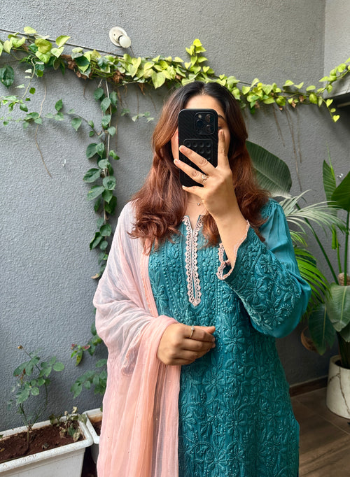 Coral Mor Handcrafted Chikankari Suit Set