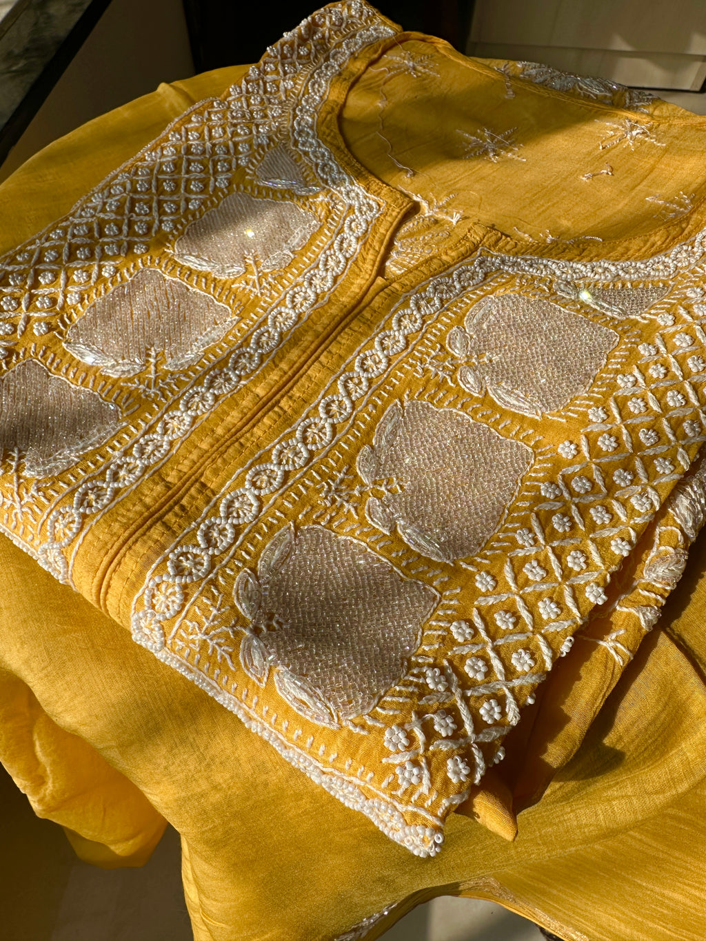 Mul Chanderi A-line Semi Stitched Suit set