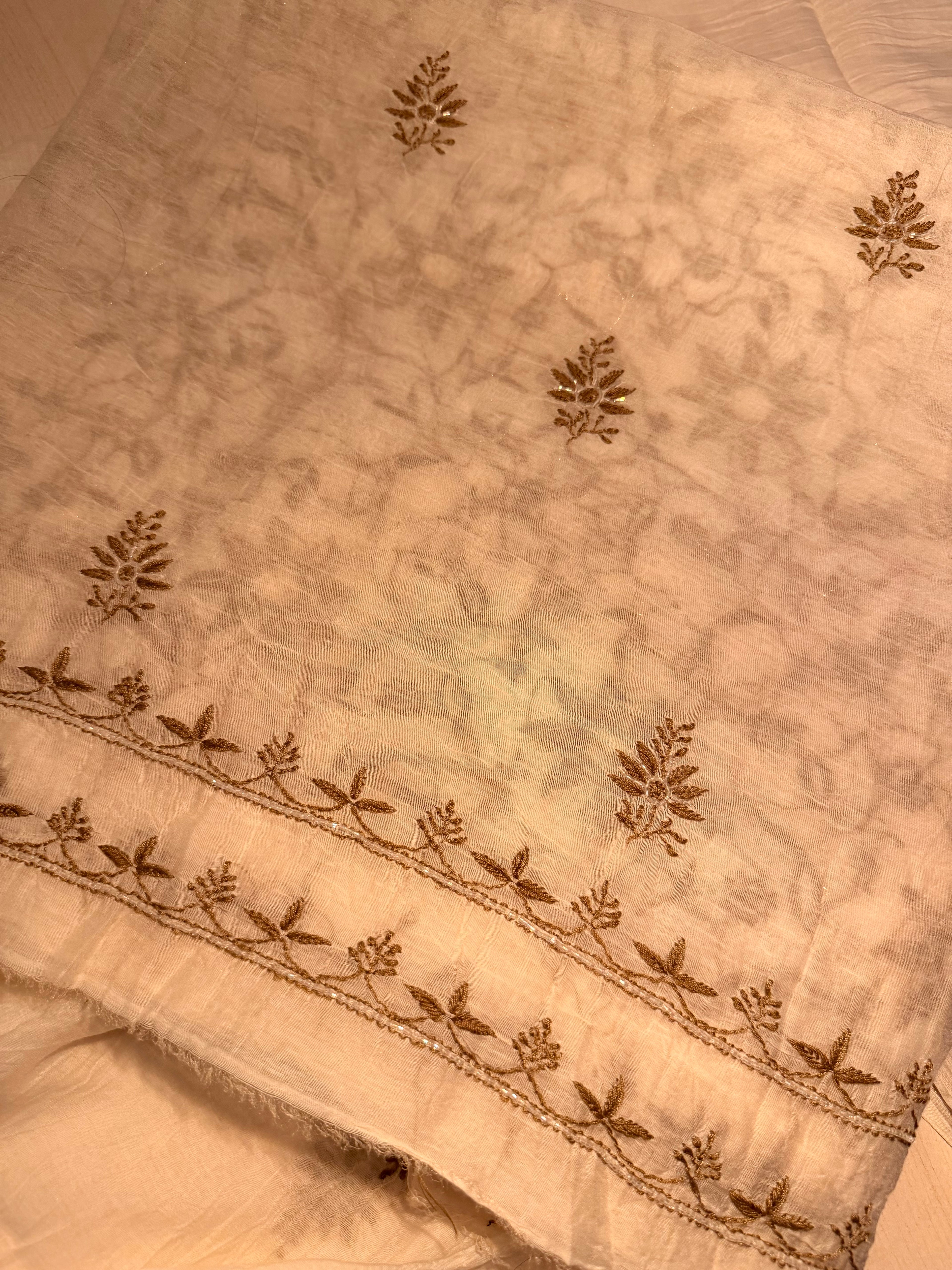 Mul chanderi Chikankari Unstitched