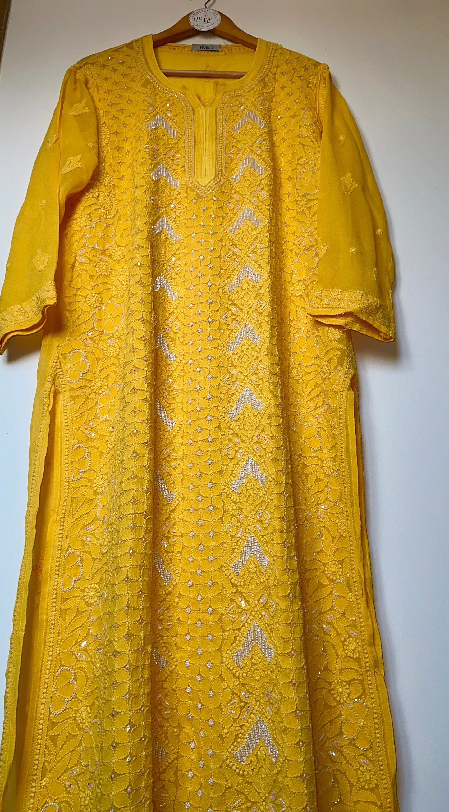 Viral Pearl & Cutdana Chikankari Kurti - Yellow