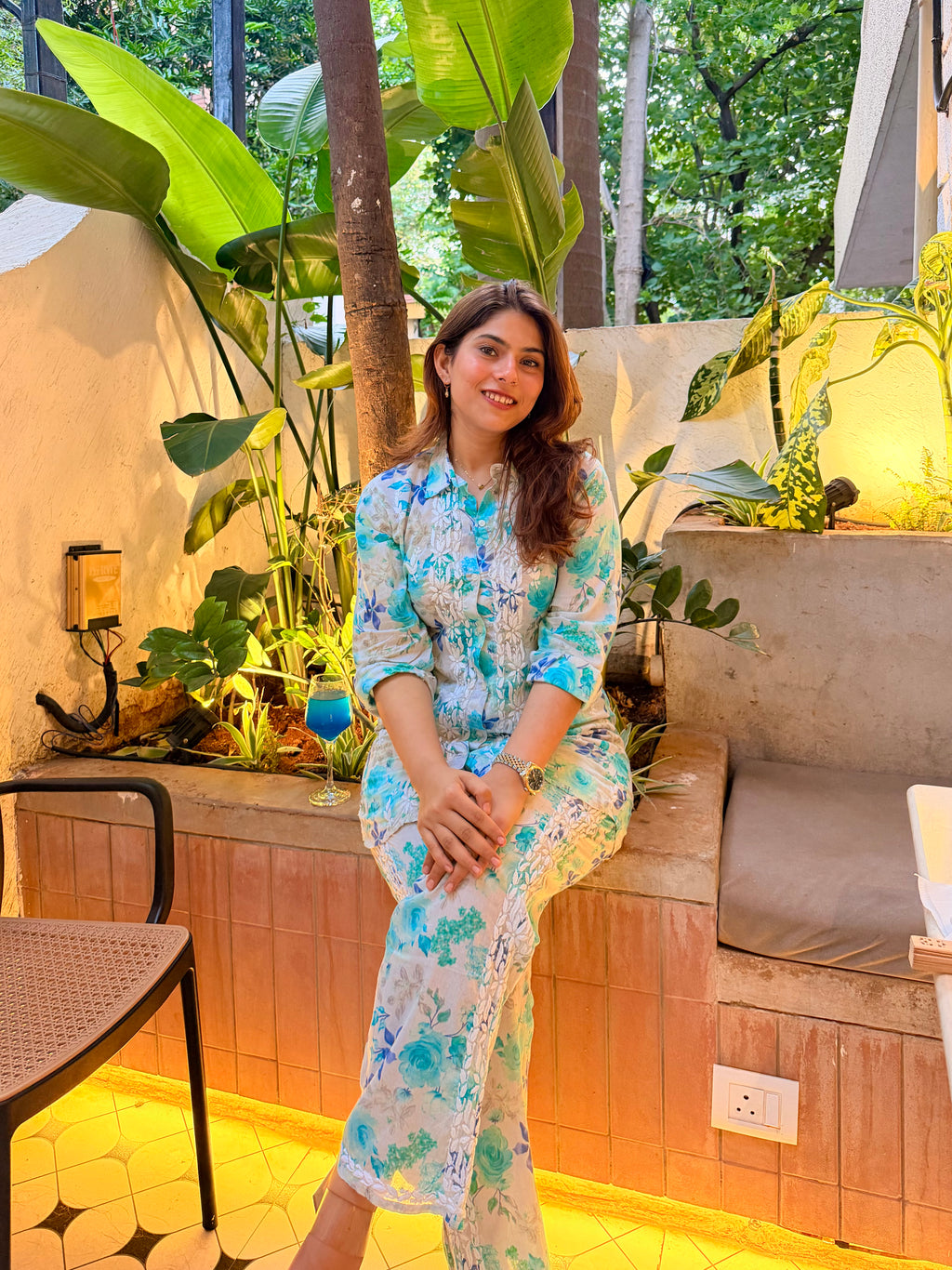 Floral Mul Mul Cotton Chikankari Set