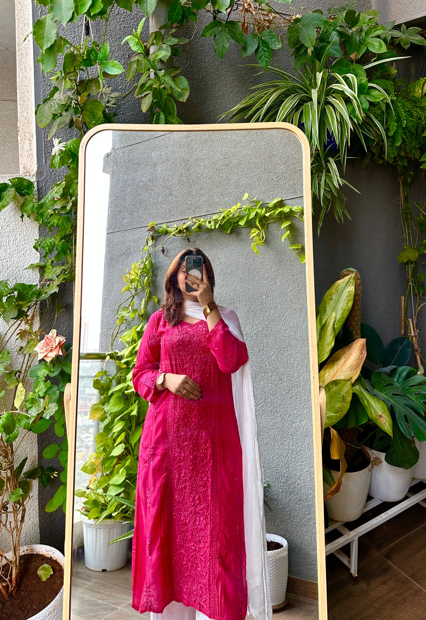 Zoya Premium Muslin Chikankari Kurti with Mukaish embellishments