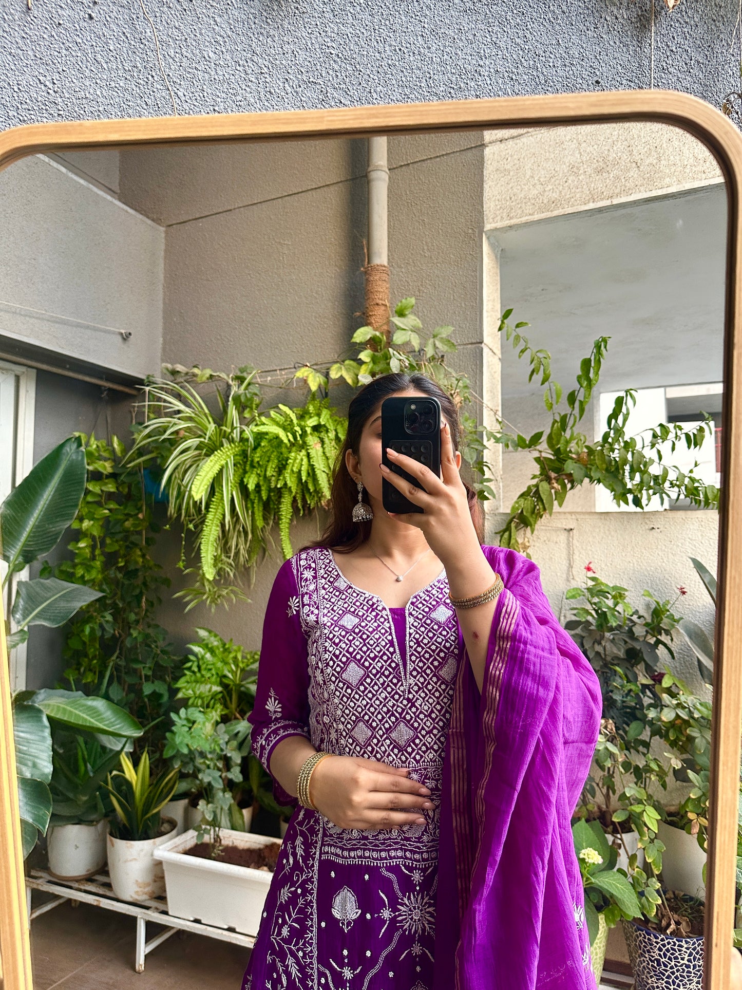 Handcrafted Chikankari Mul Chanderi Stitched Suit Set