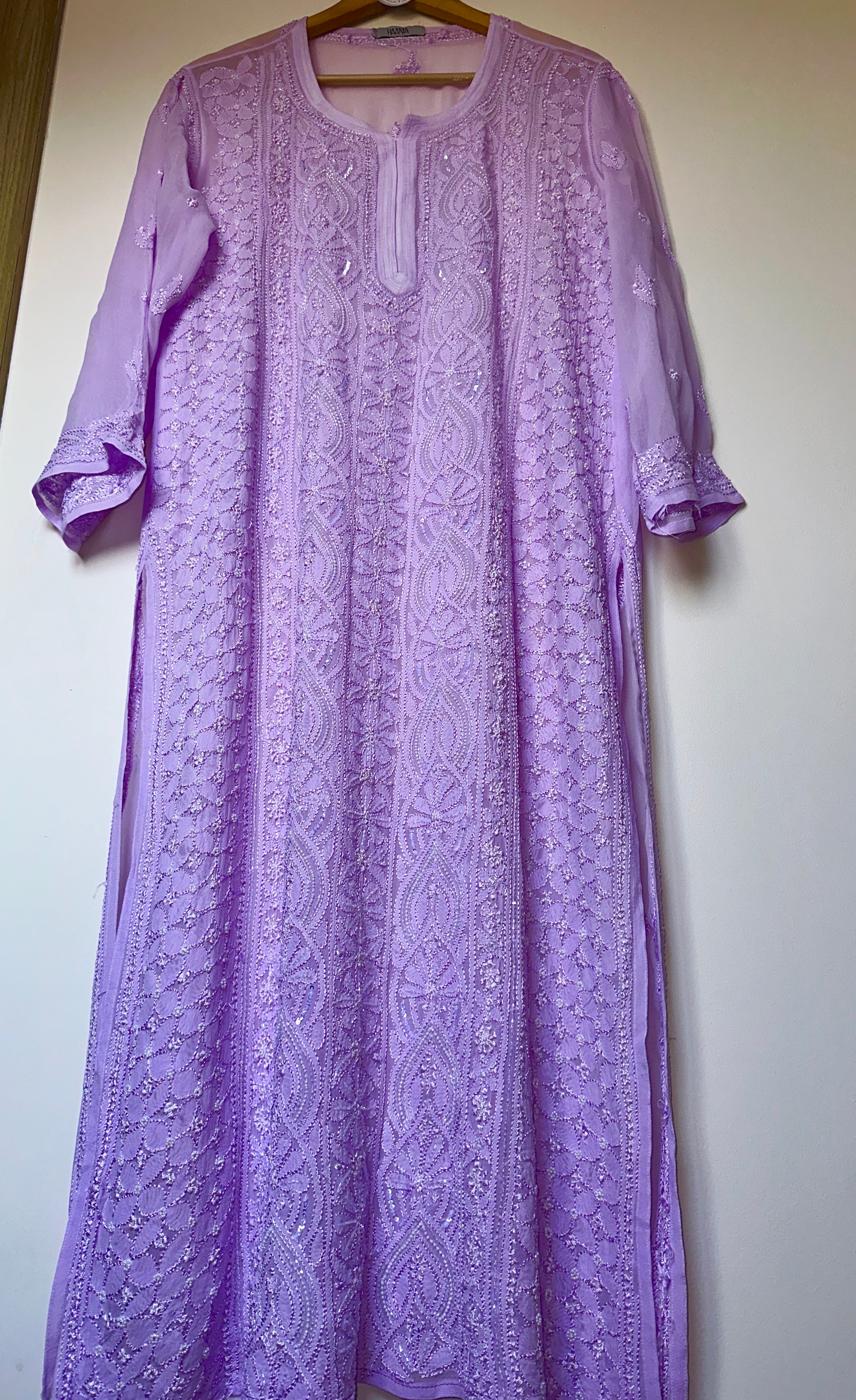 Viral Pearl & Cutdana Chikankari - Lilac