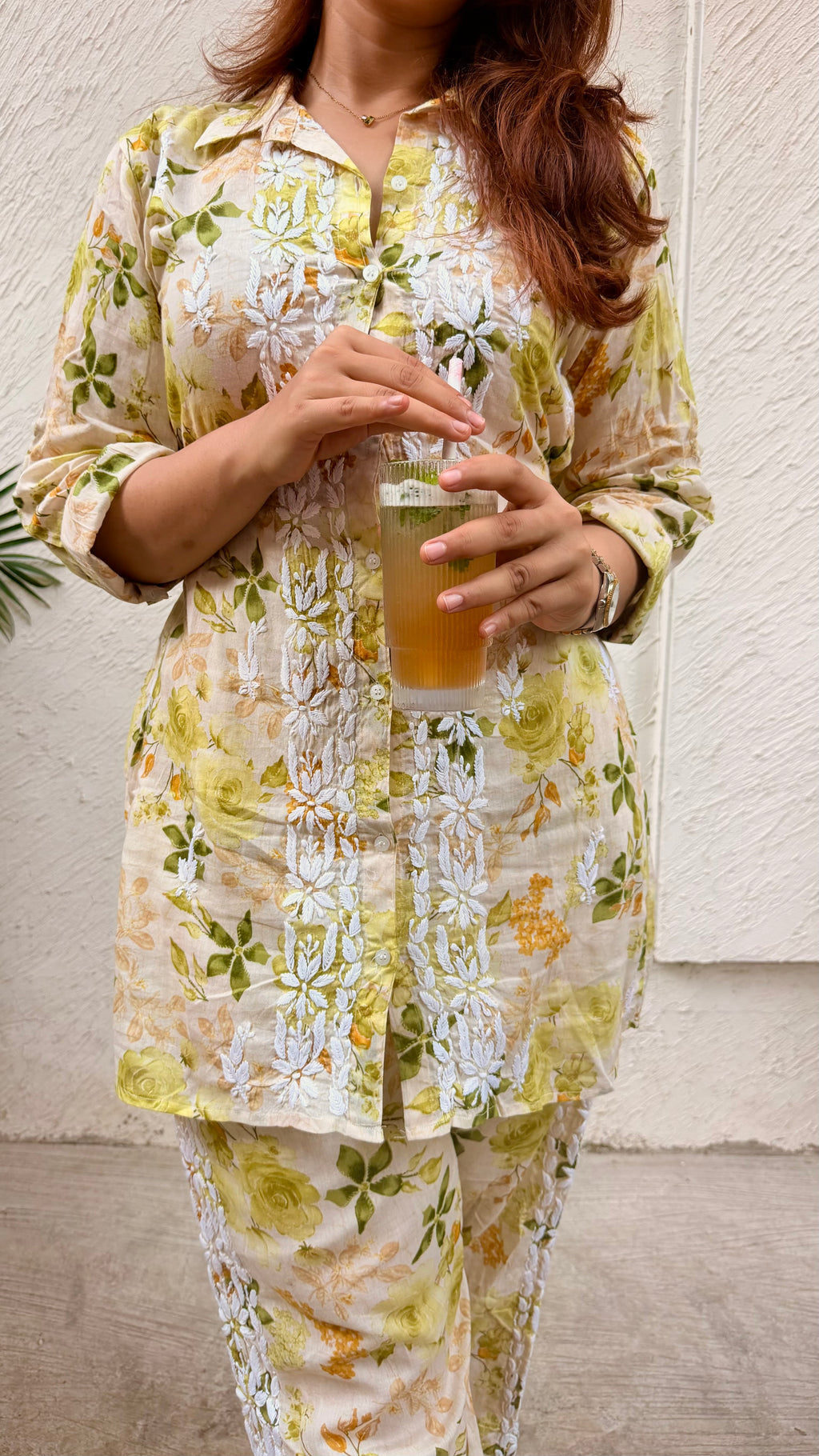 Floral Mul Mul Cotton Chikankari Set