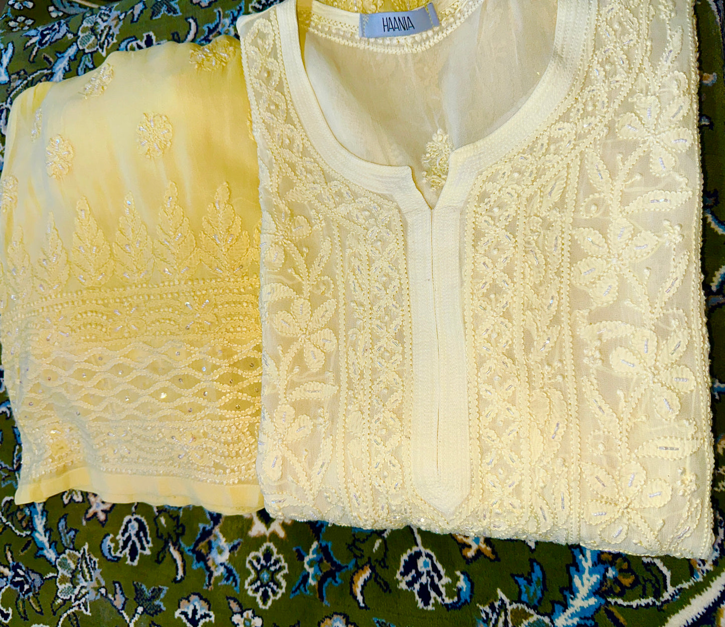 Viral Pearl & Cutdana Chikankari Suit Set - Butter Yellow