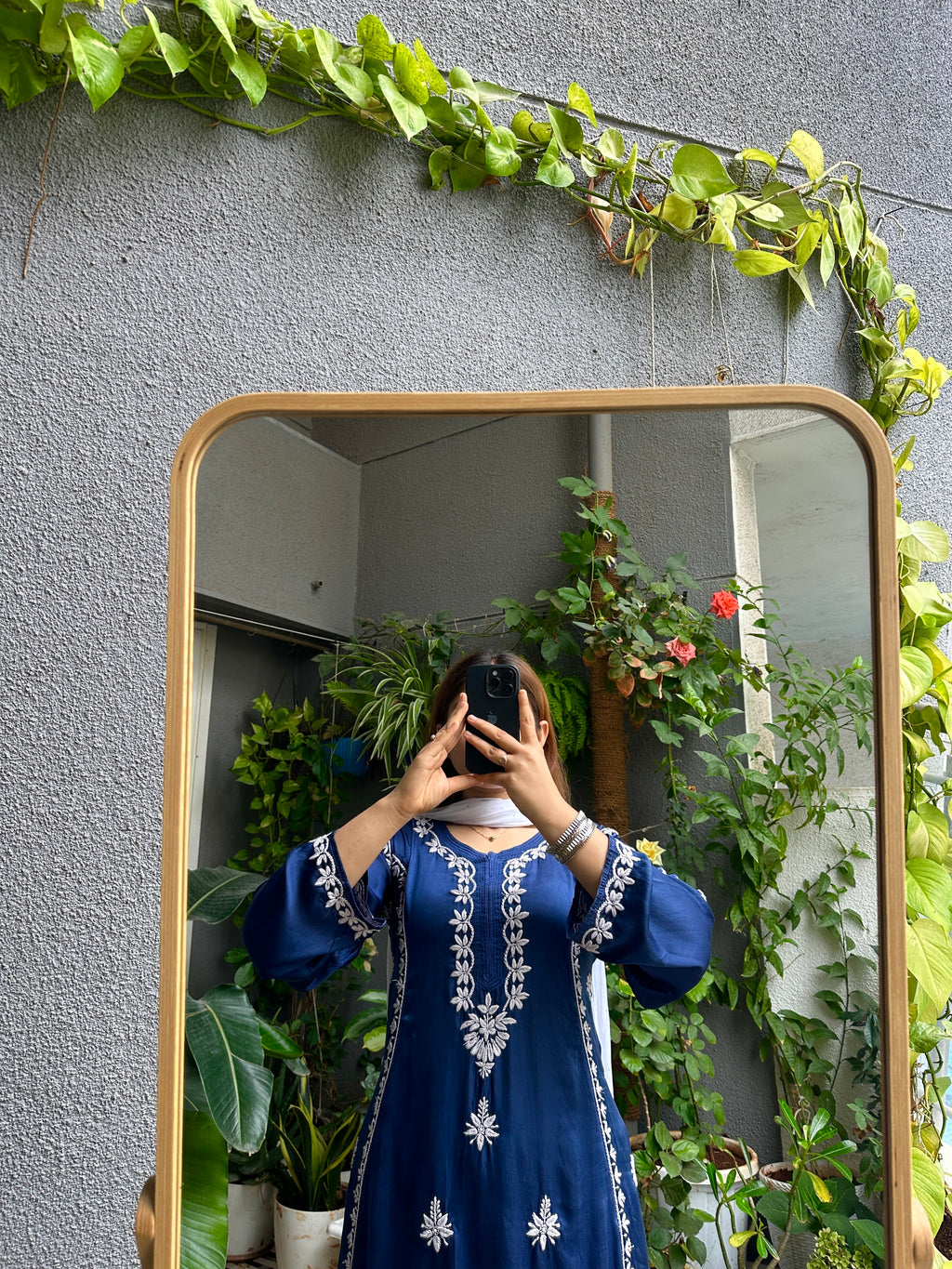 Roohi Modal Silk Chikankari A-Line Kurta