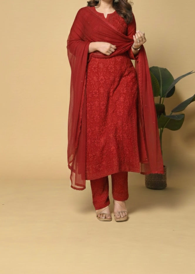 Not a Red Flag Chikankari Viscose Kurta & Suit Set