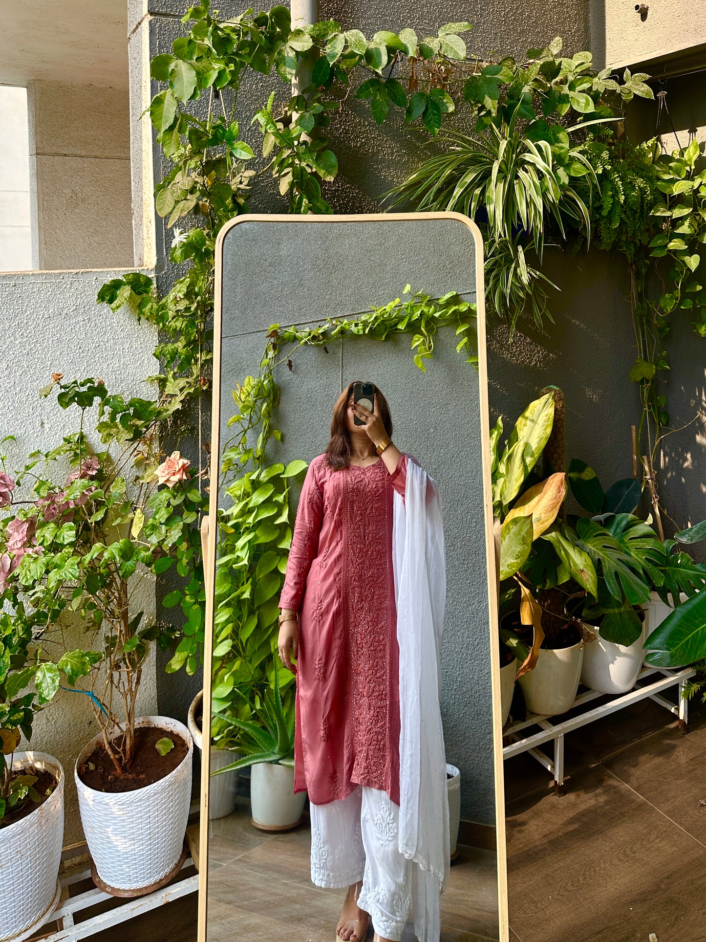 Zoya Premium Muslin Chikankari Kurti with Mukaish embellishments