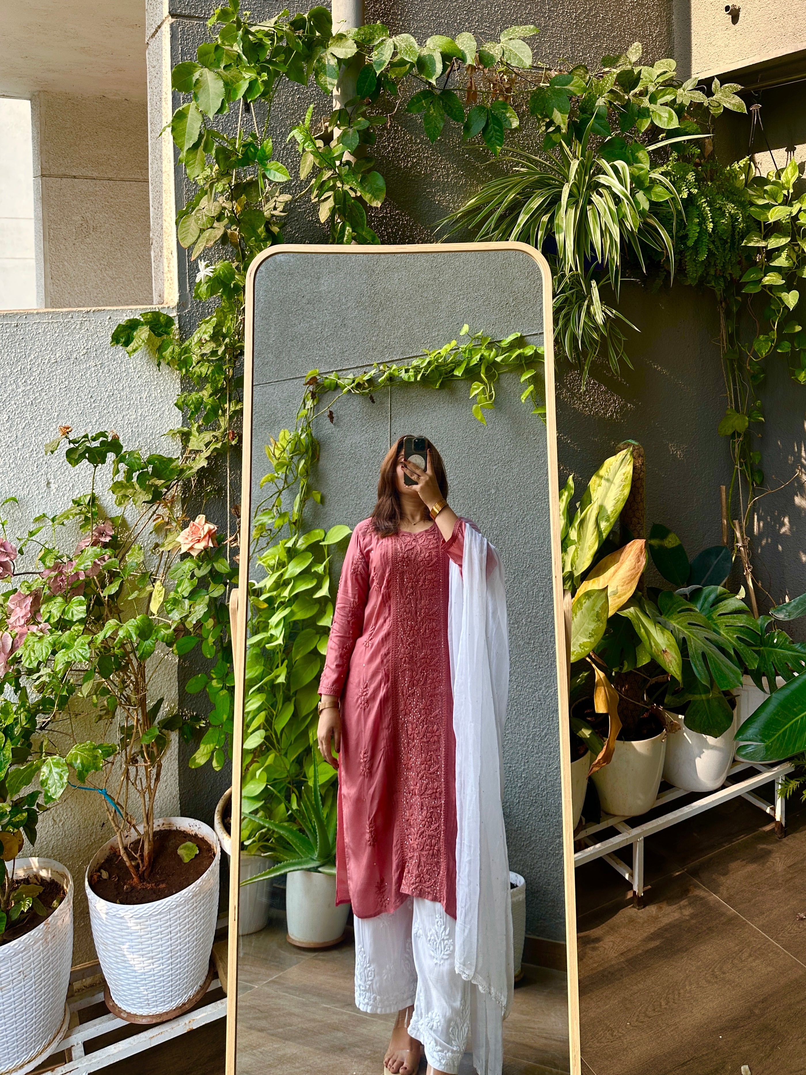 Zoya Premium Muslin Chikankari Kurti with Mukaish embellishments